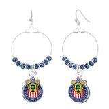 Gamedays Gear La Liga MX Fancy Beaded Hoop Earring with Team Logo Charm LLMX - E039 - 7002