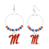 Gamedays Gear NCAA Beaded Hoop Earrings E039 - 4032