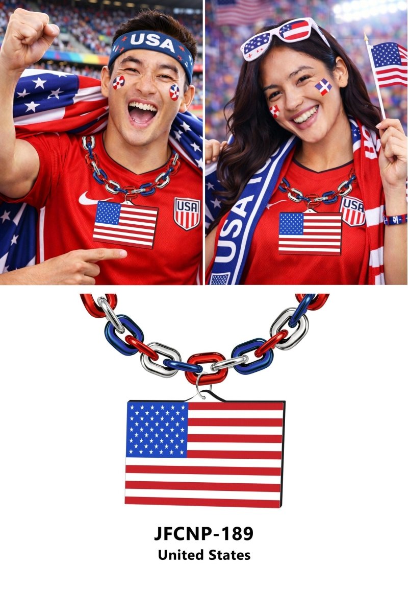 Gamedays Gear World Cup 2026 Country Flag Fan Chain Necklace with Flag Pendant JFCNP-190