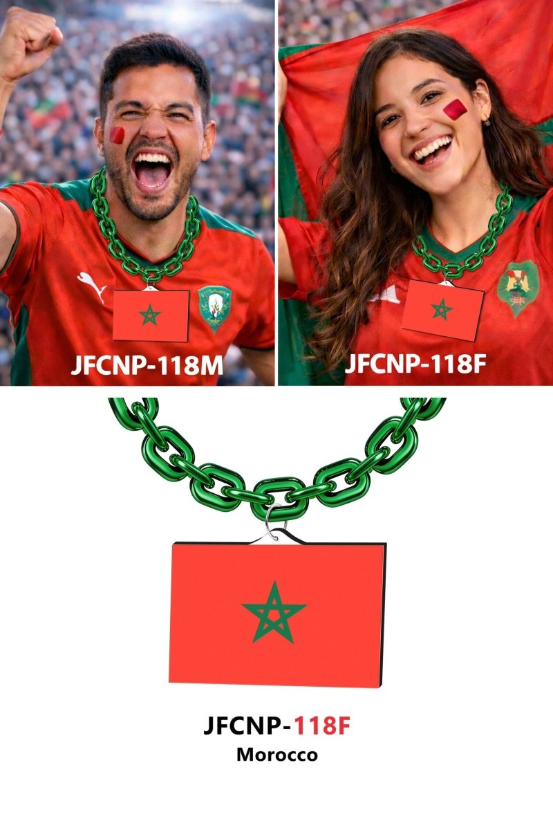 Gamedays Gear World Cup 2026 Country Flag Fan Chain Necklace with Flag Pendant JFCNP-190