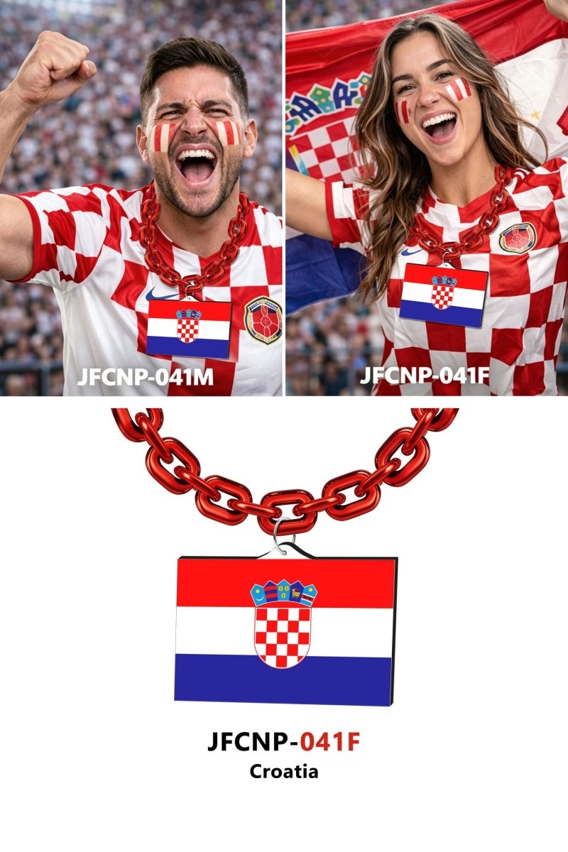 Gamedays Gear World Cup 2026 Country Flag Fan Chain Necklace with Flag Pendant JFCNP-190