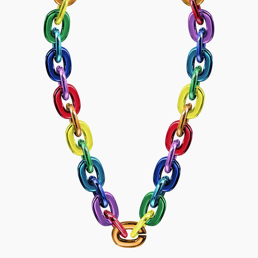 Jumbo Fan Chain Necklace - Gamedays Gear - Rainbow