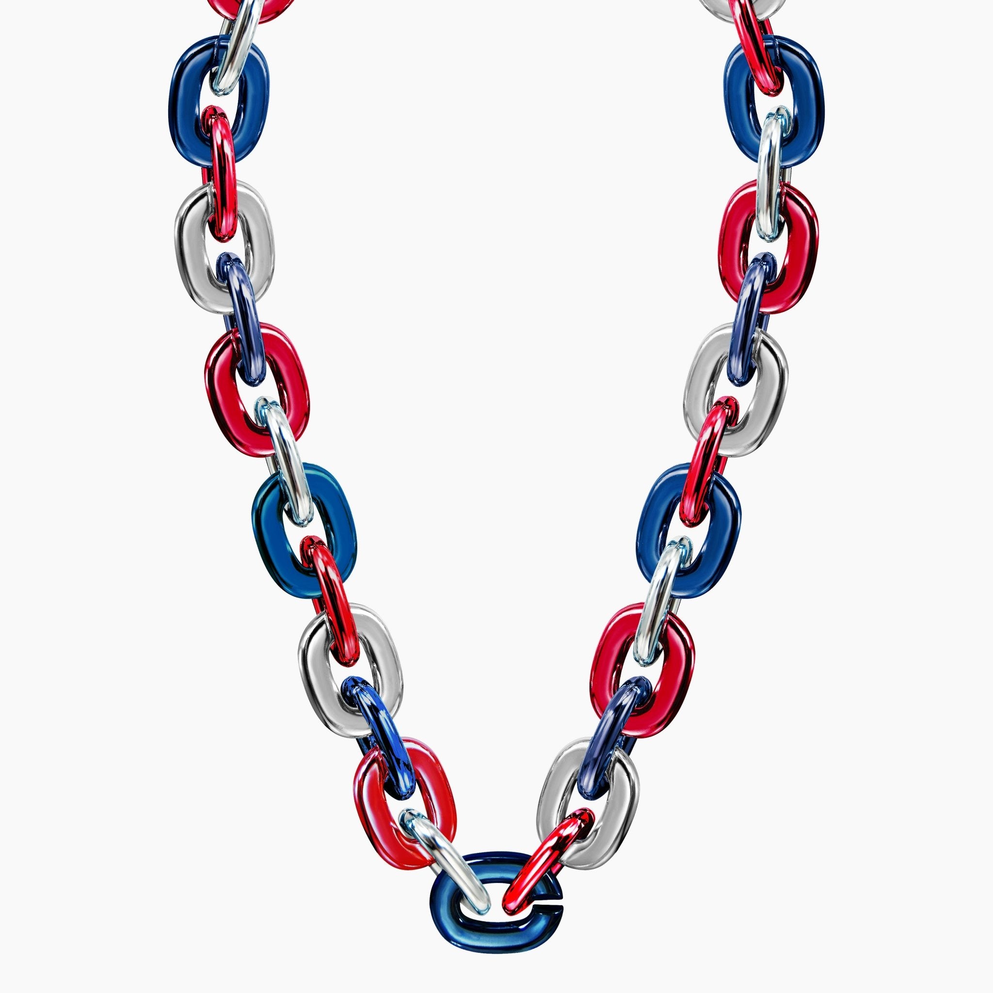 Jumbo Fan Chain Necklace - Gamedays Gear - Red / Silver / Royal Blue