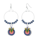 Gamedays Gear La Liga MX Fancy Beaded Hoop Earring with Team Logo Charm LLMX - E039 - 7002