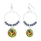 Gamedays Gear La Liga MX Fancy Beaded Hoop Earring with Team Logo Charm LLMX - E039 - 7001