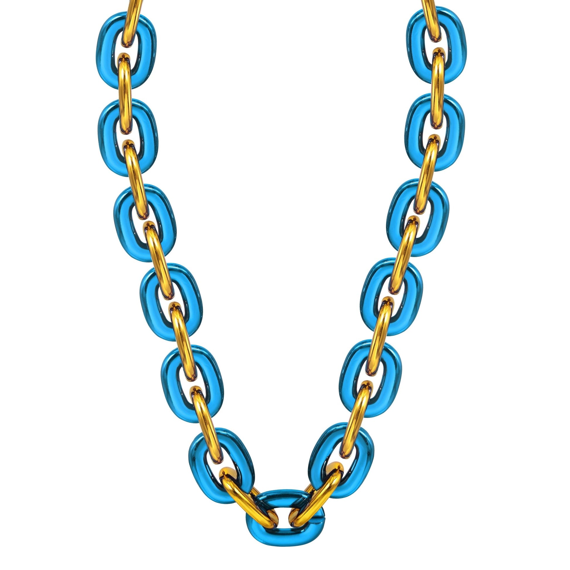 Jumbo Fan Chain Necklace - Gamedays Gear - Soft Royal Blue / Gold