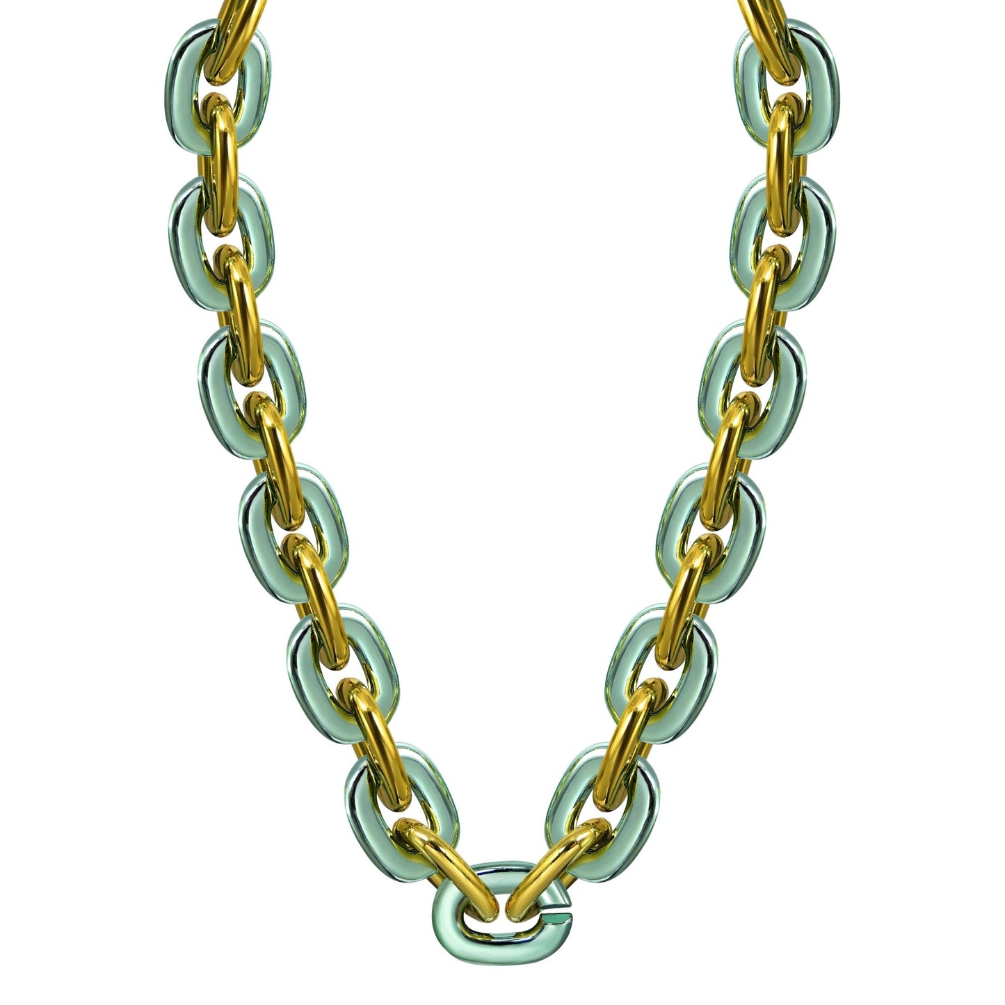 Jumbo Fan Chain Necklace - Gamedays Gear - Soft Blue / Gold