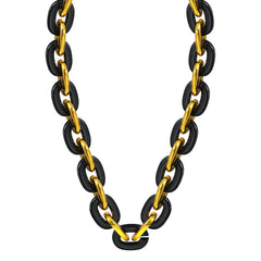 Black / Gold Jumbo Fan Chain Necklace