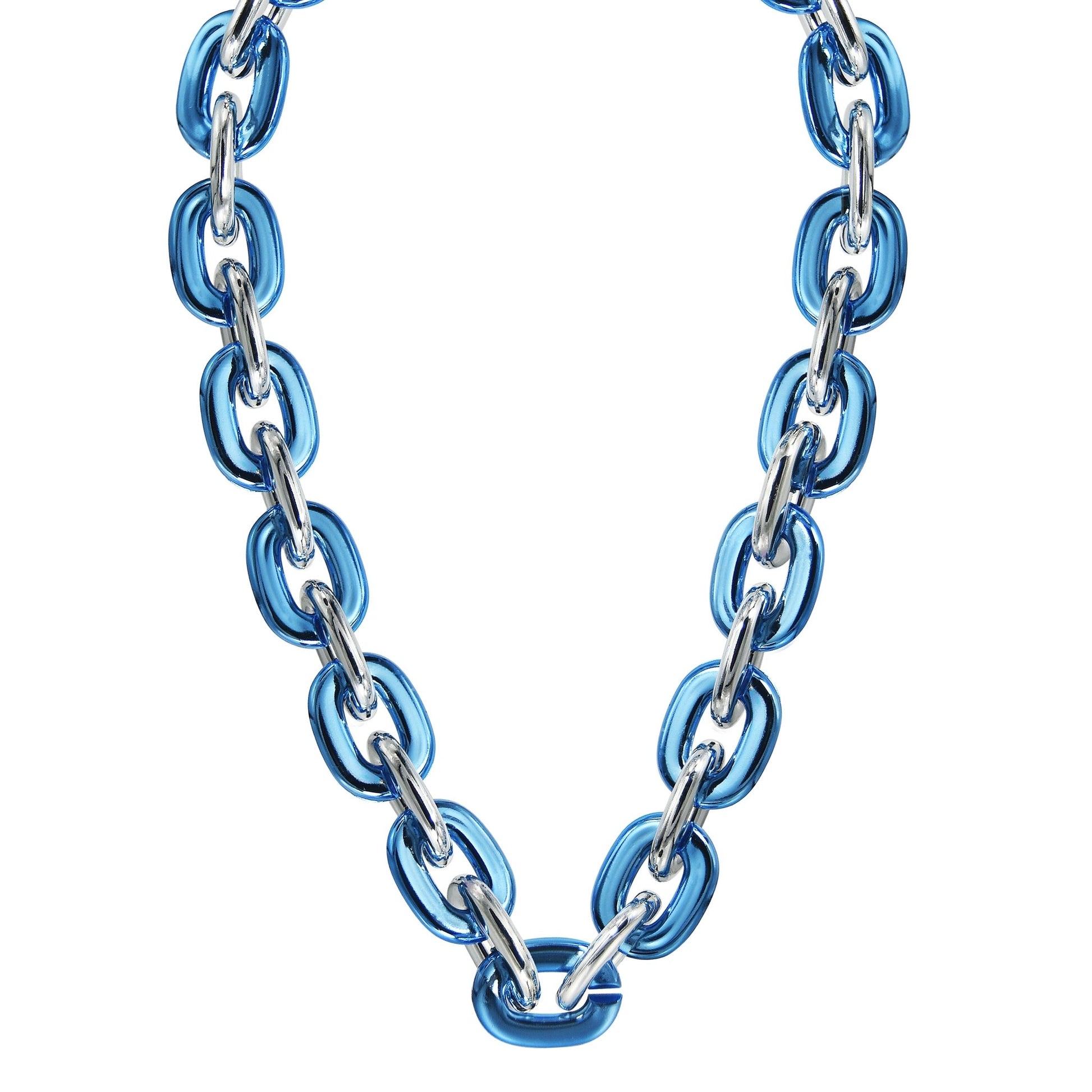 Jumbo Fan Chain Necklace - Gamedays Gear - Soft Royal Blue / Silver