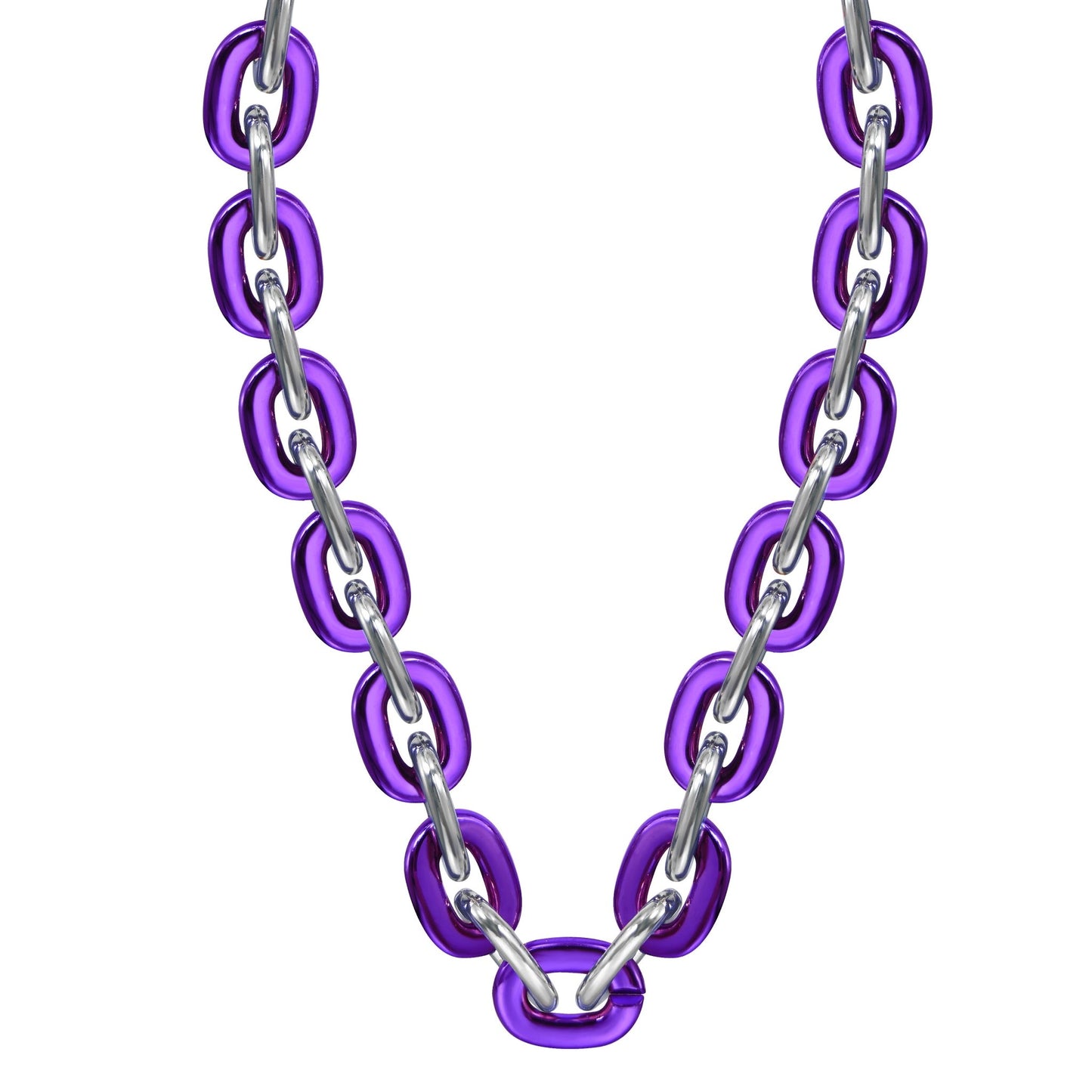 Jumbo Fan Chain Necklace - Gamedays Gear - Purple / Silver