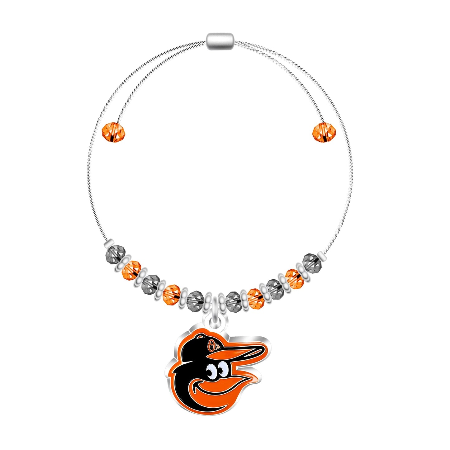 MLB 2-Tone Bead Adjustable Bracelet - Gamedays Gear - Baltimore Orioles