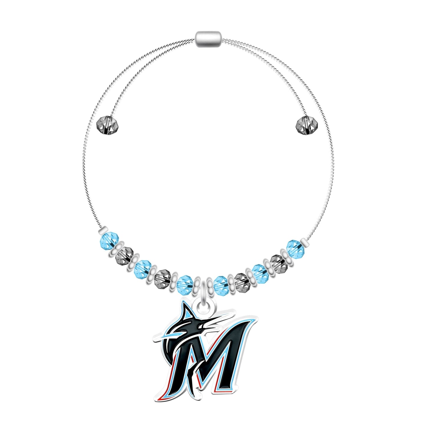 MLB 2-Tone Bead Adjustable Bracelet - Gamedays Gear - Miami Marlins