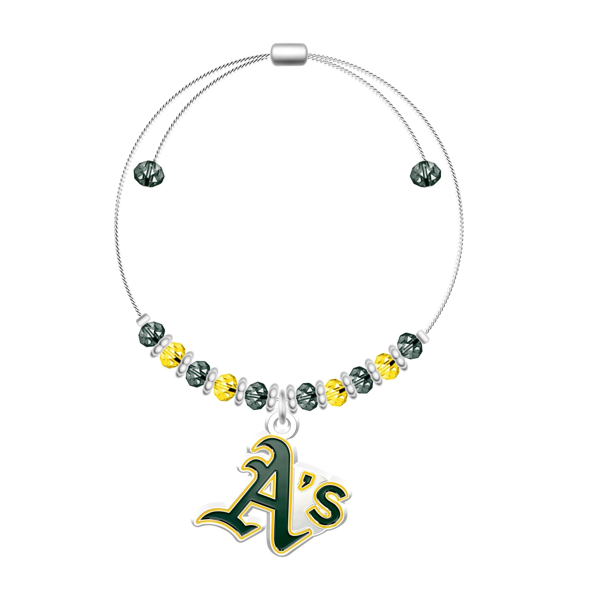 MLB 2-Tone Bead Adjustable Bracelet - Gamedays Gear - Oakland Athletics