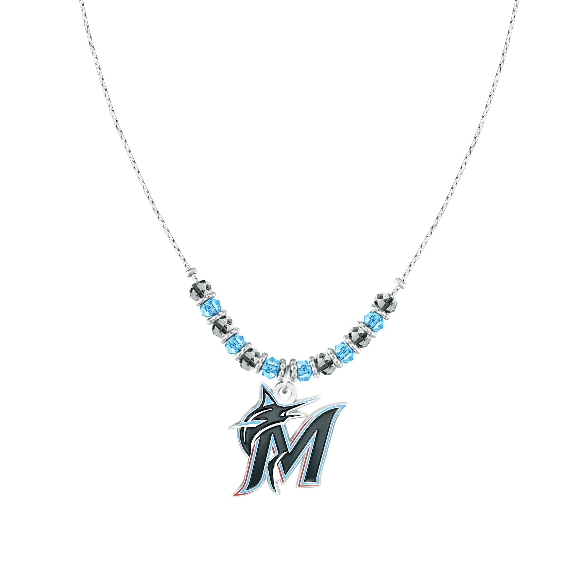 MLB Beaded Cobra Chain Necklace - Gamedays Gear - Miami Marlins