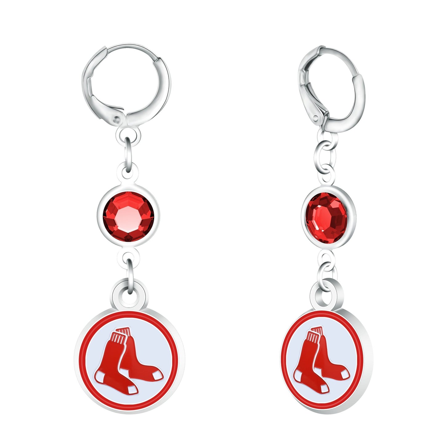 MLB Beaded Dangle Hoop Earrings - Gamedays Gear - Boston Red Sox