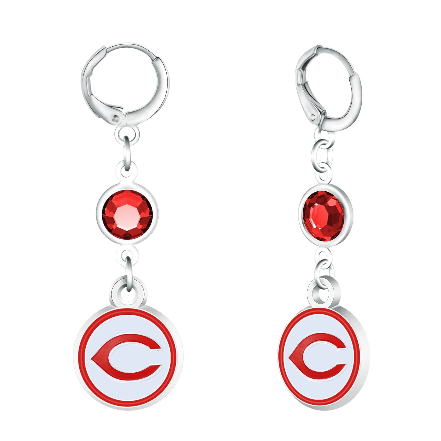 MLB Beaded Dangle Hoop Earrings - Gamedays Gear - Cincinnati Reds