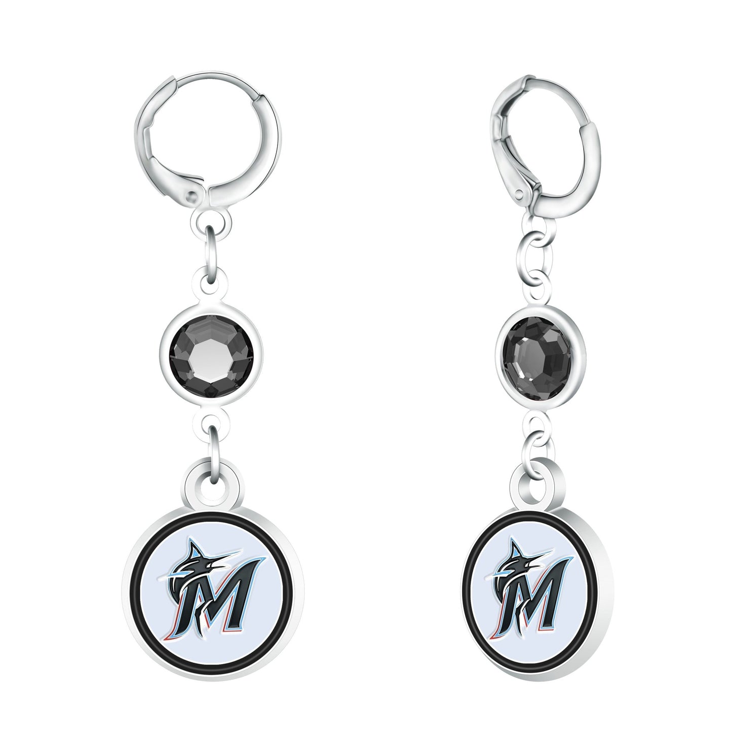 MLB Beaded Dangle Hoop Earrings - Gamedays Gear - Miami Marlins