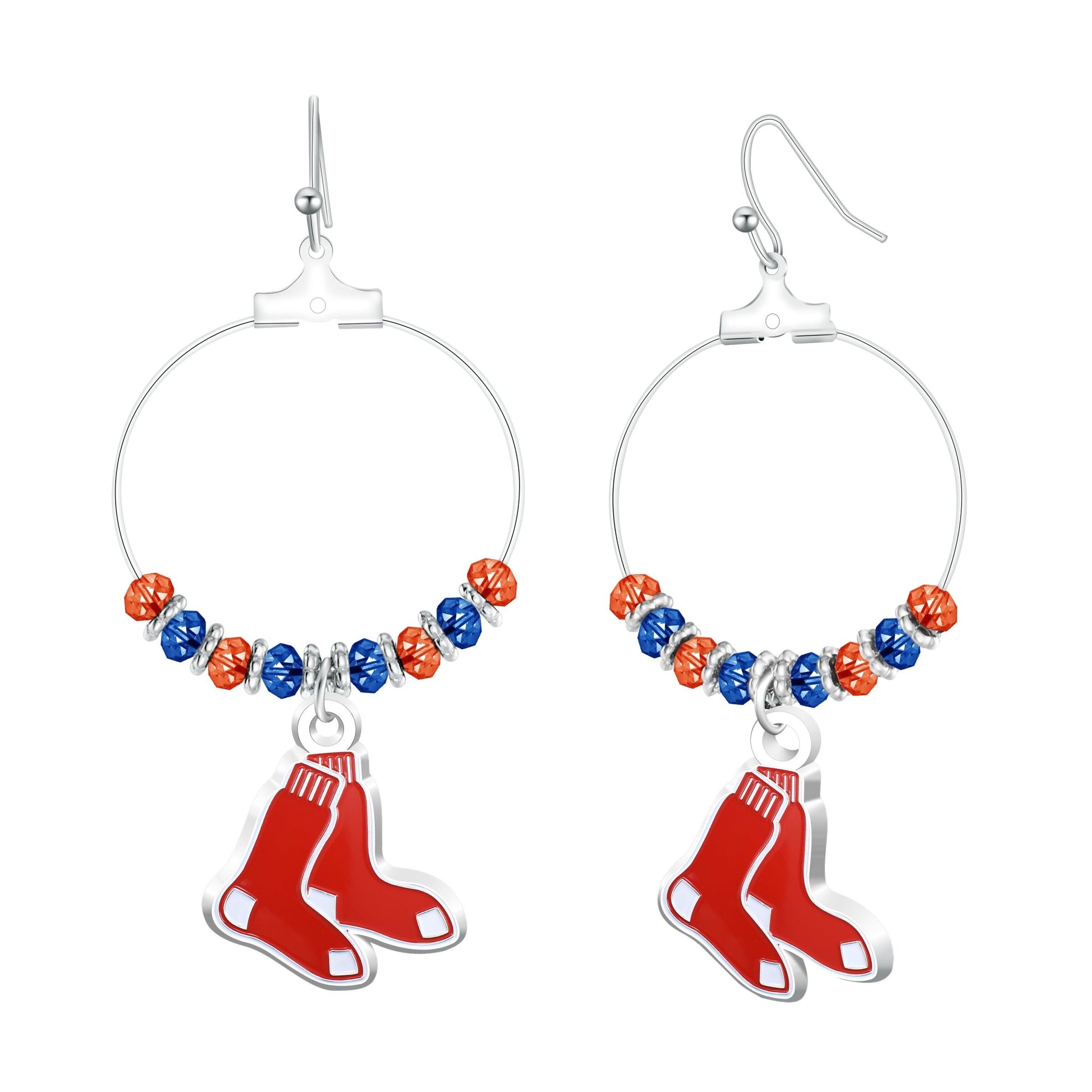 MLB Beaded Hoop Earrings - Gamedays Gear - Boston Red Sox