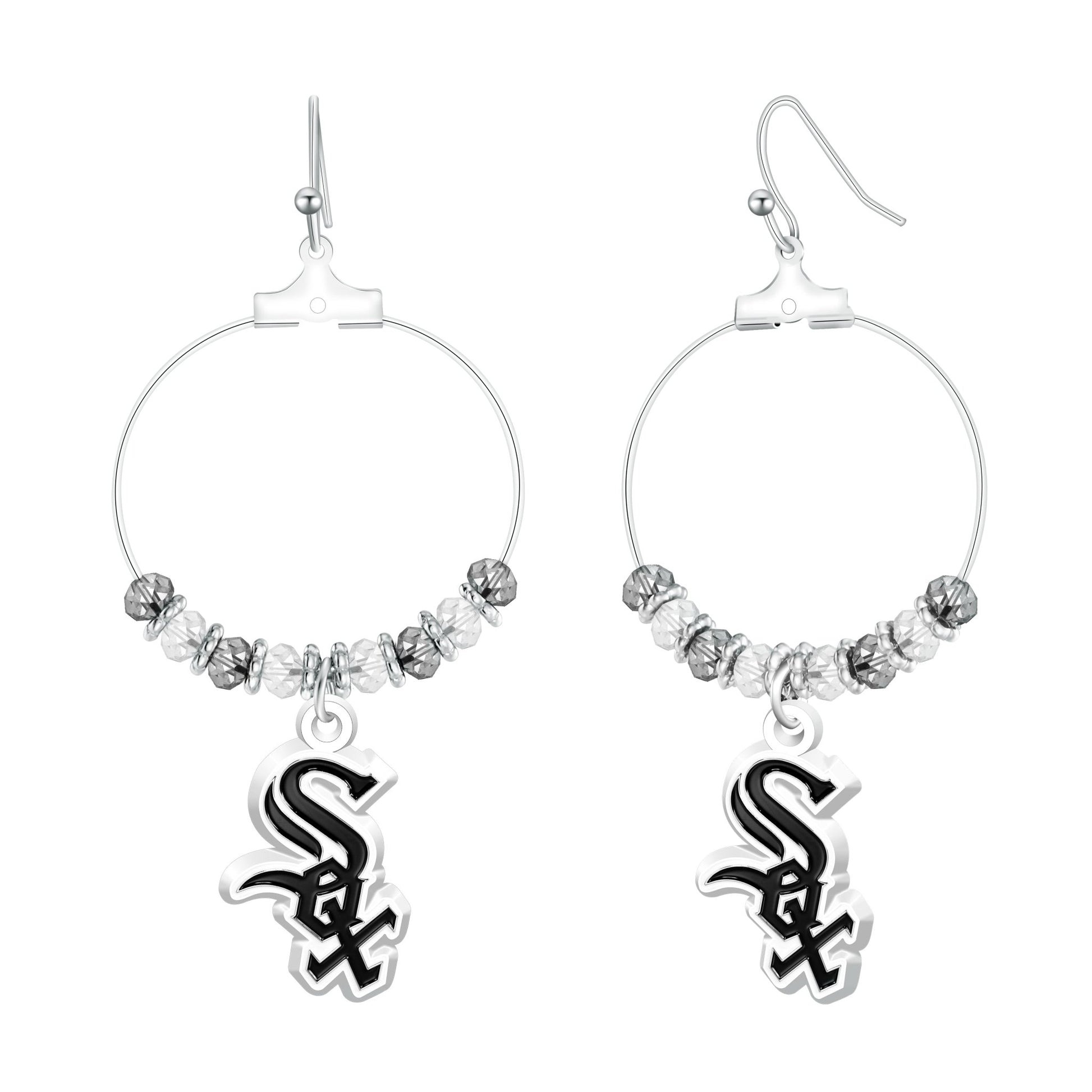 MLB Beaded Hoop Earrings - Gamedays Gear - Chicago White Sox