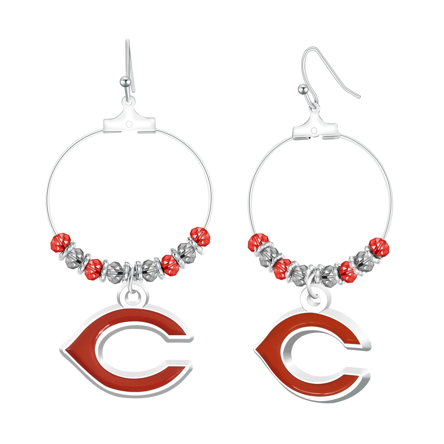 MLB Beaded Hoop Earrings - Gamedays Gear - Cincinnati Reds