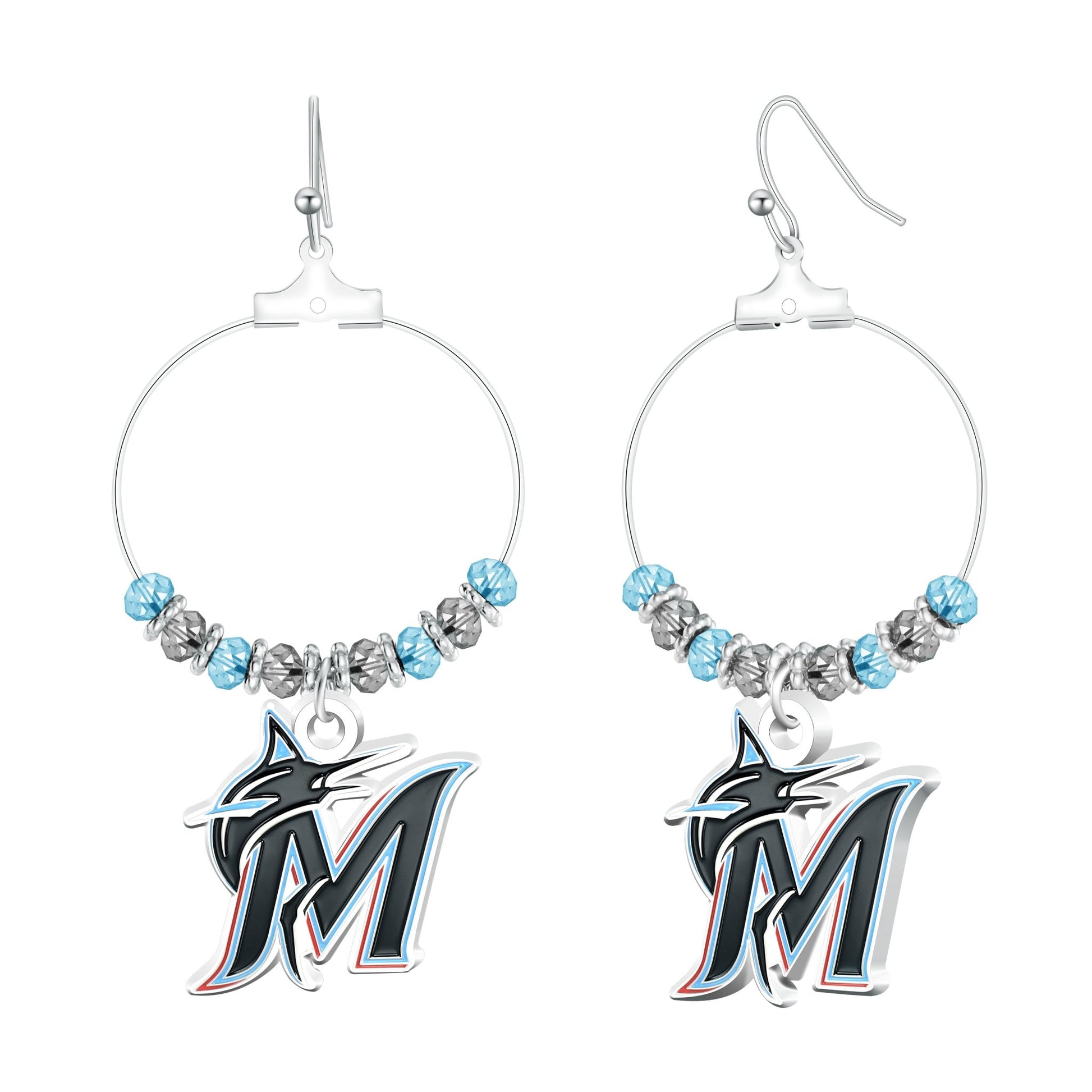 MLB Beaded Hoop Earrings - Gamedays Gear - Miami Marlins