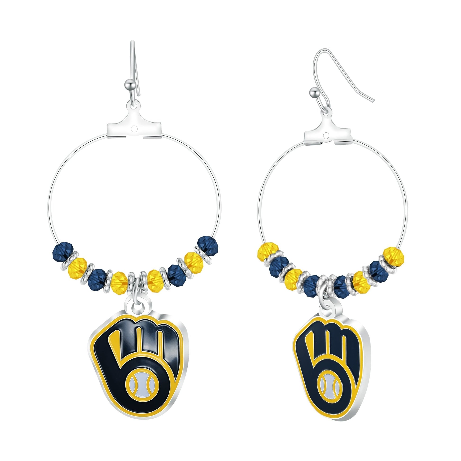 MLB Beaded Hoop Earrings - Gamedays Gear - Milwaukee Brewers