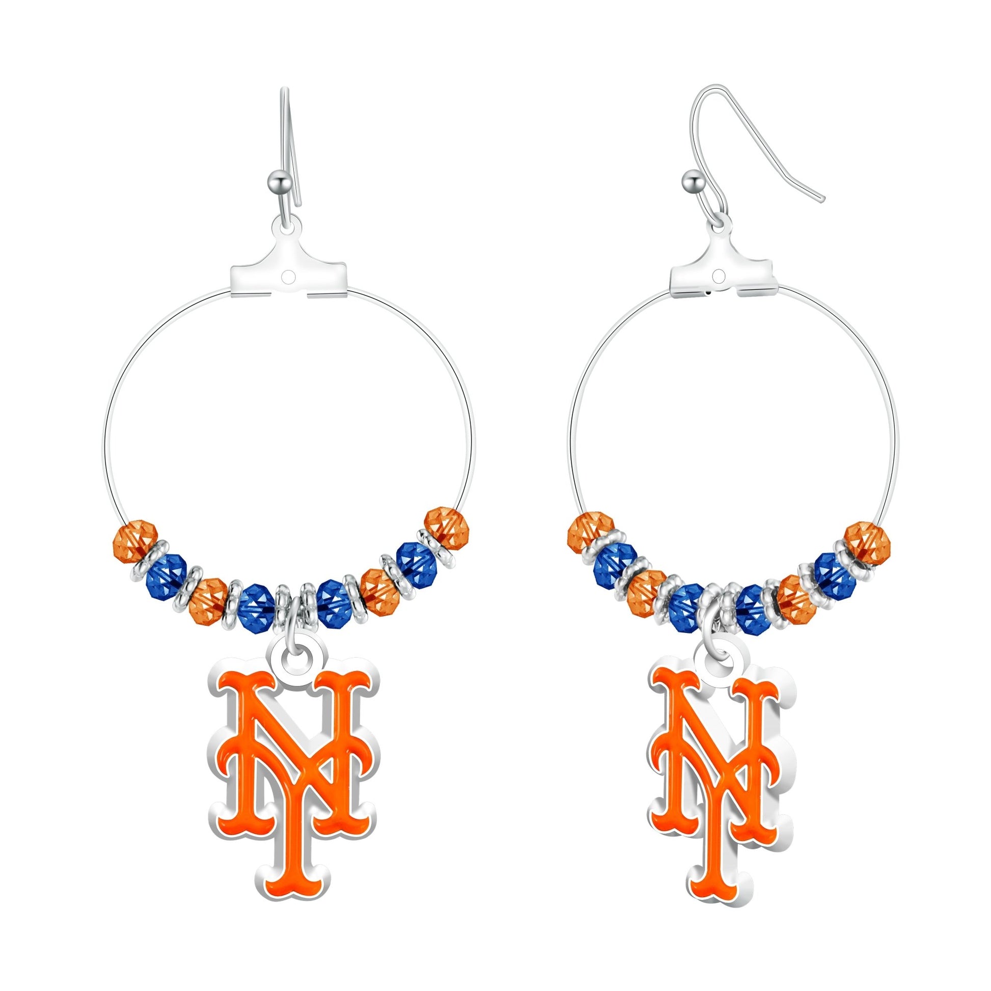 MLB Beaded Hoop Earrings - Gamedays Gear - New York Mets