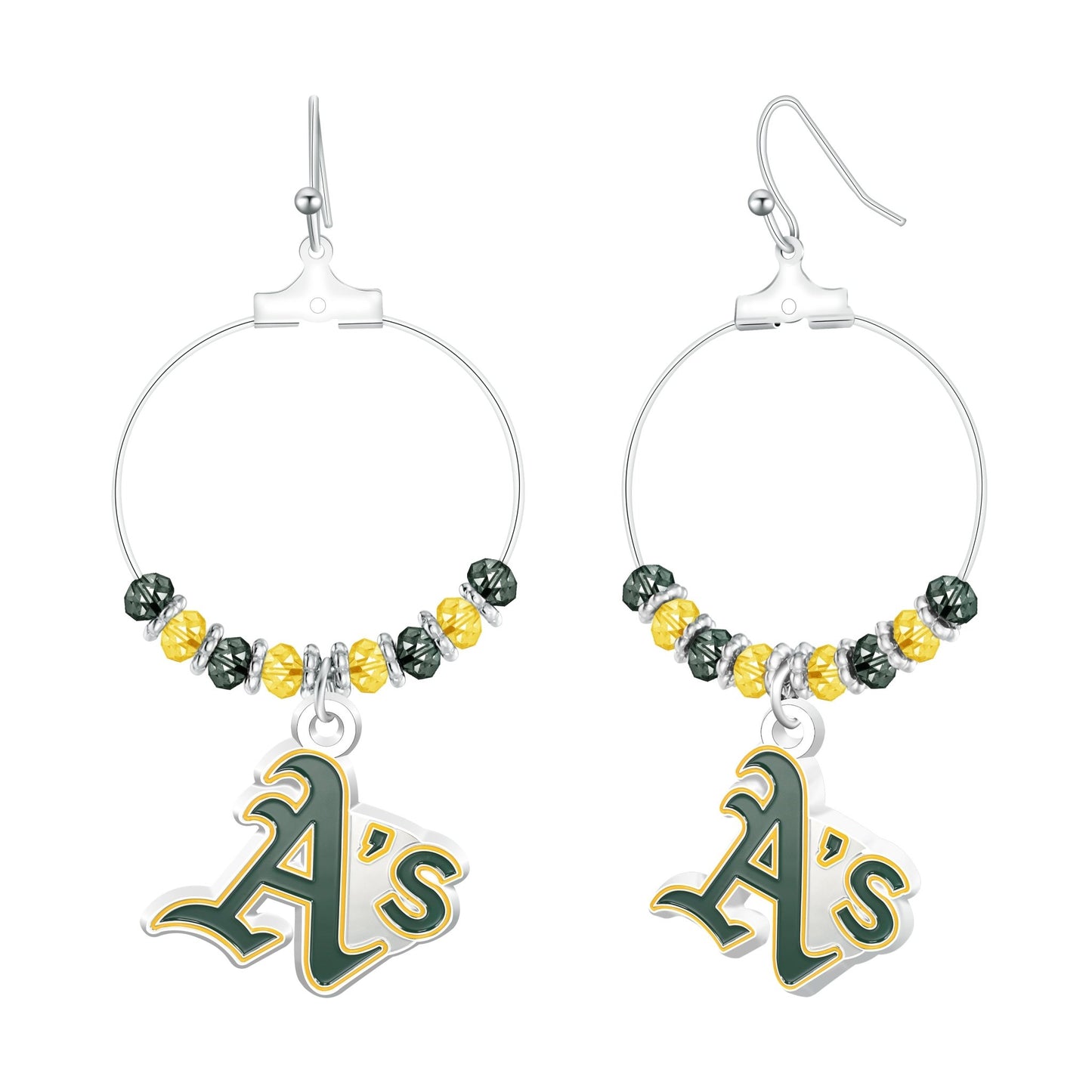 MLB Beaded Hoop Earrings - Gamedays Gear - Oakland Athletics