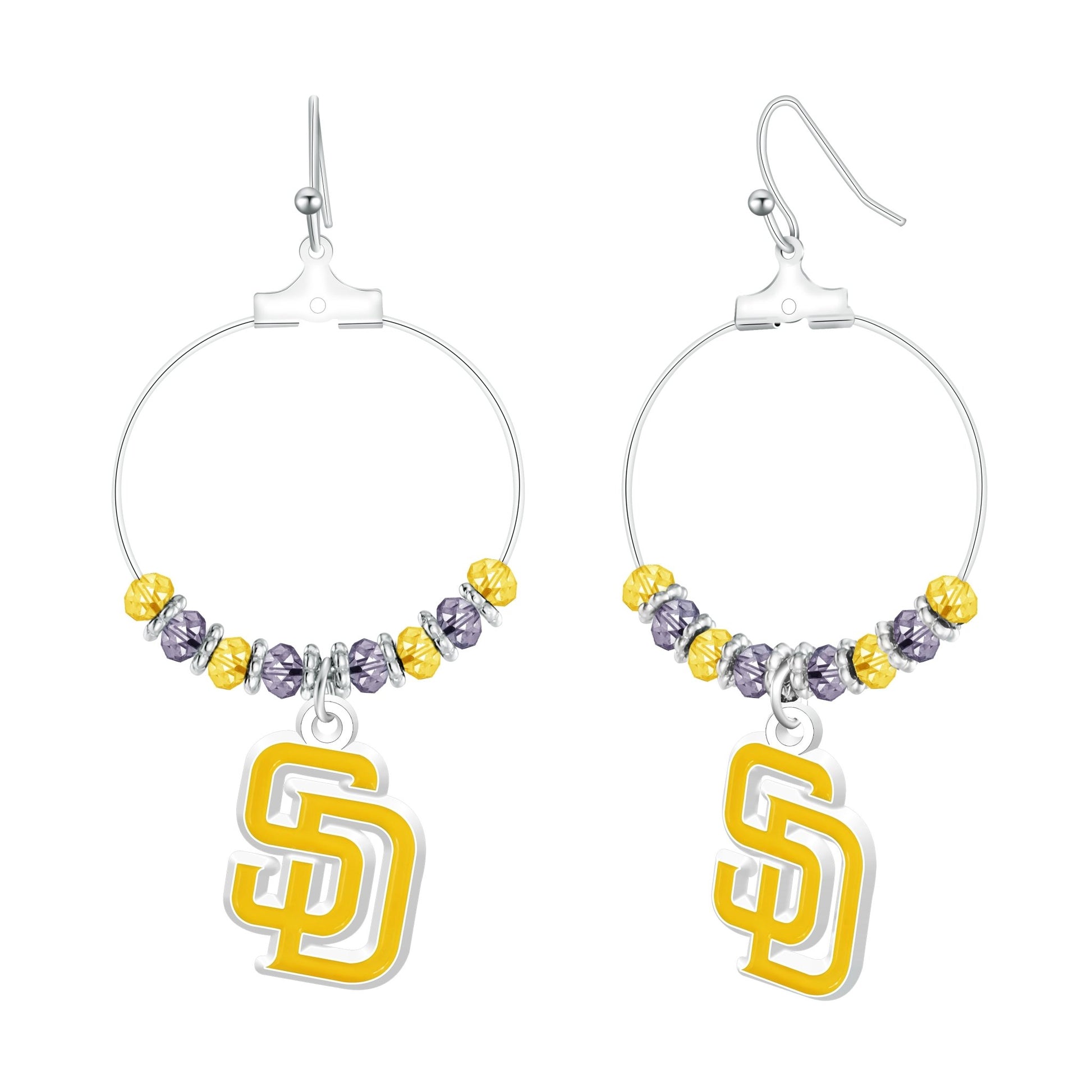 MLB Beaded Hoop Earrings - Gamedays Gear - San Diego Padres