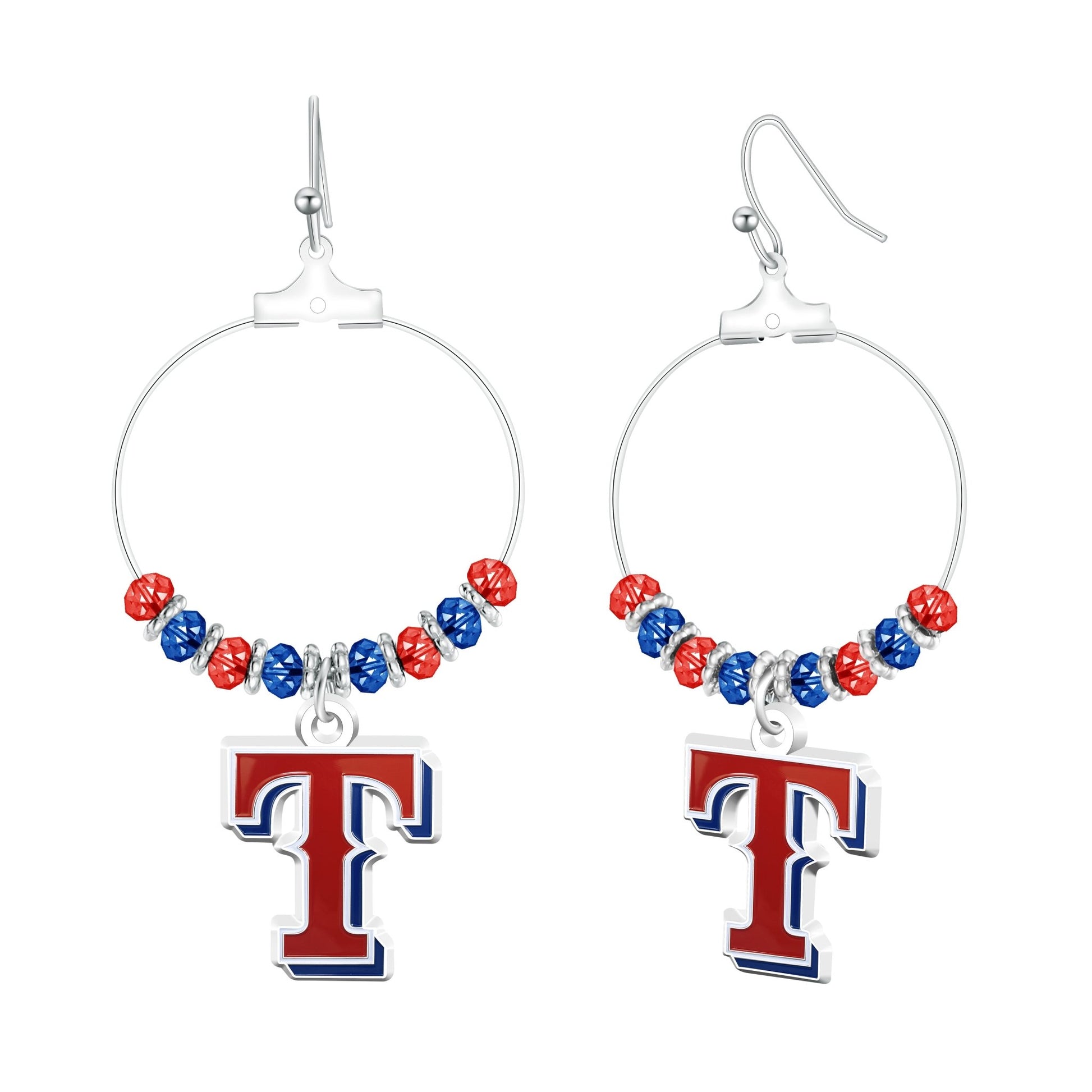 MLB Beaded Hoop Earrings - Gamedays Gear - Texas Rangers