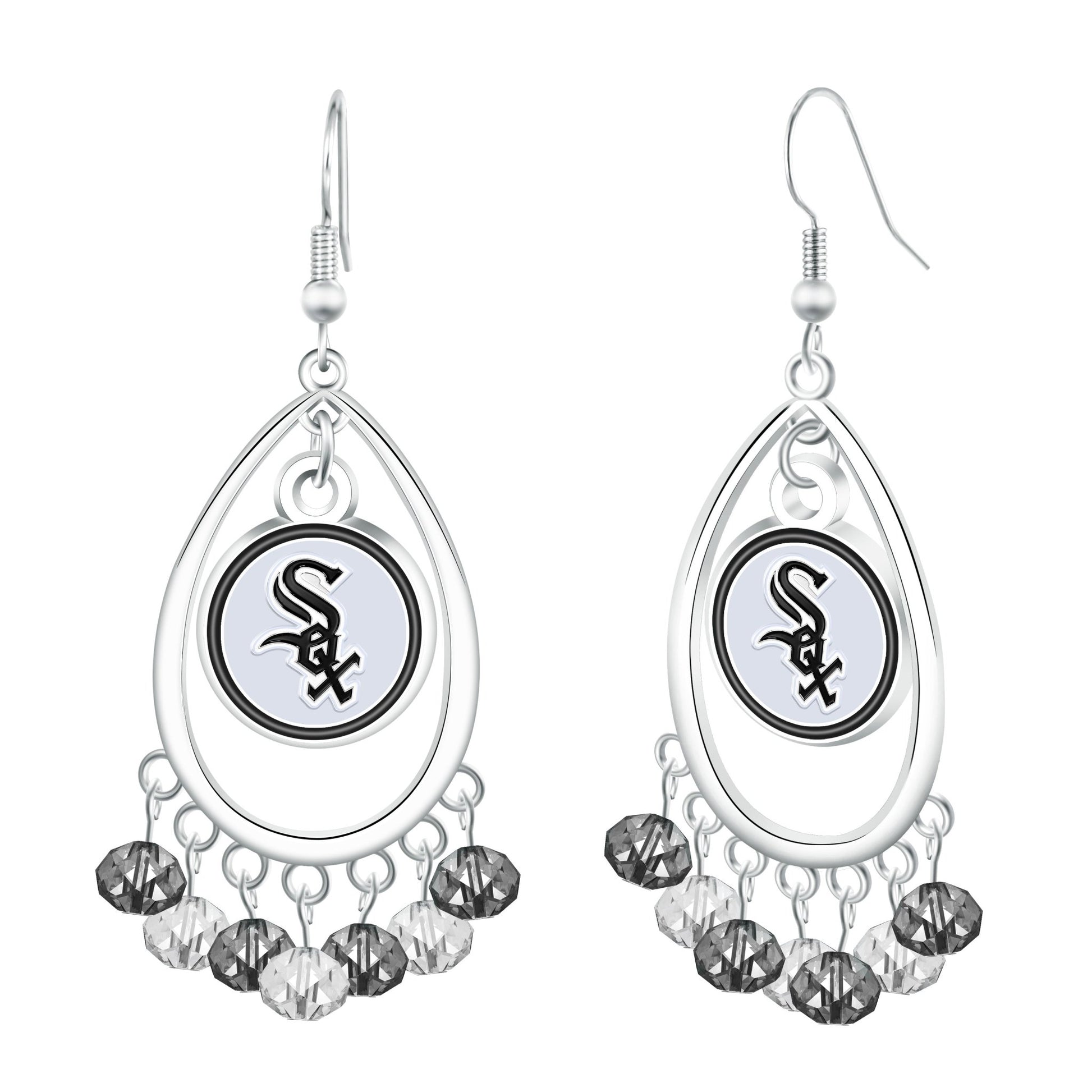 MLB Beaded Teardrop Earrings - Gamedays Gear - Chicago White Sox