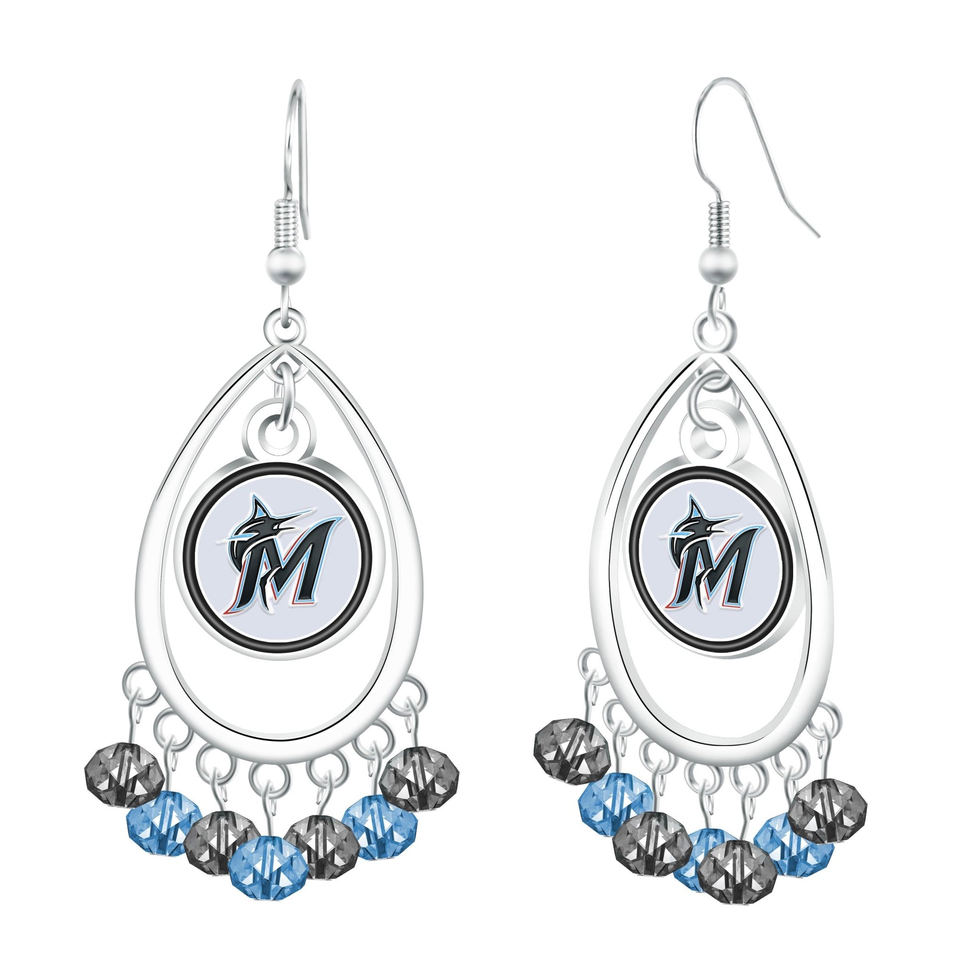 MLB Beaded Teardrop Earrings - Gamedays Gear - Miami Marlins