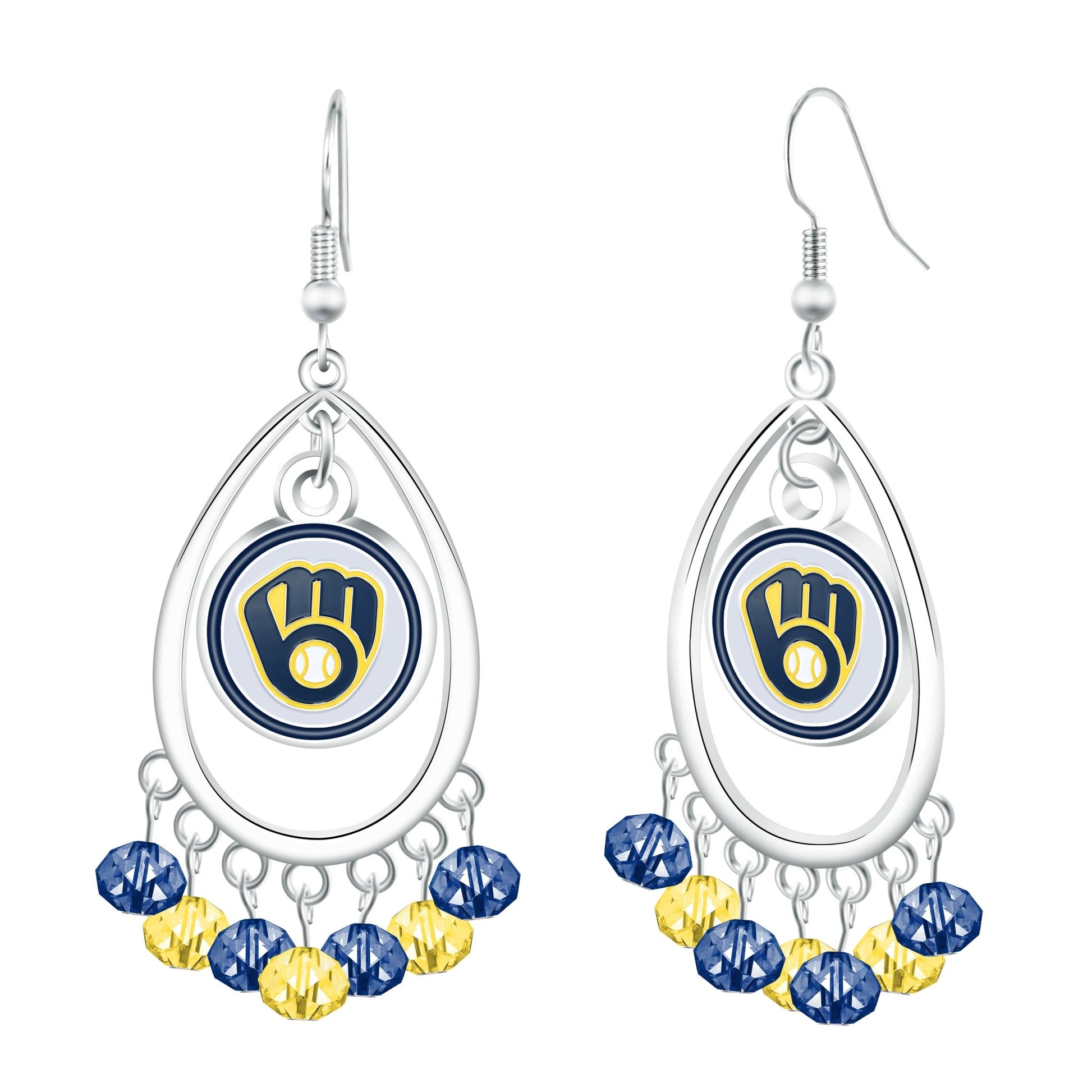 MLB Beaded Teardrop Earrings - Gamedays Gear - Milwaukee Brewers