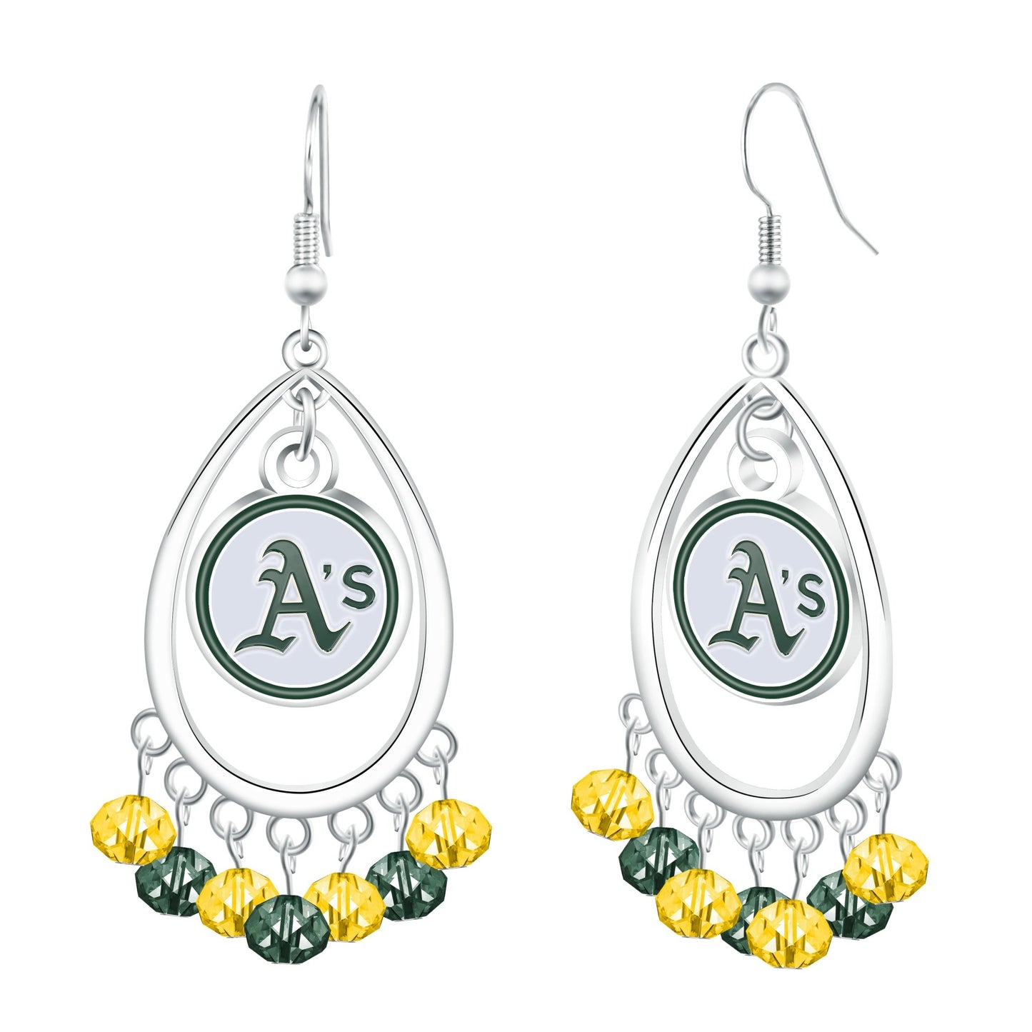 MLB Beaded Teardrop Earrings - Gamedays Gear - Oakland Athletics