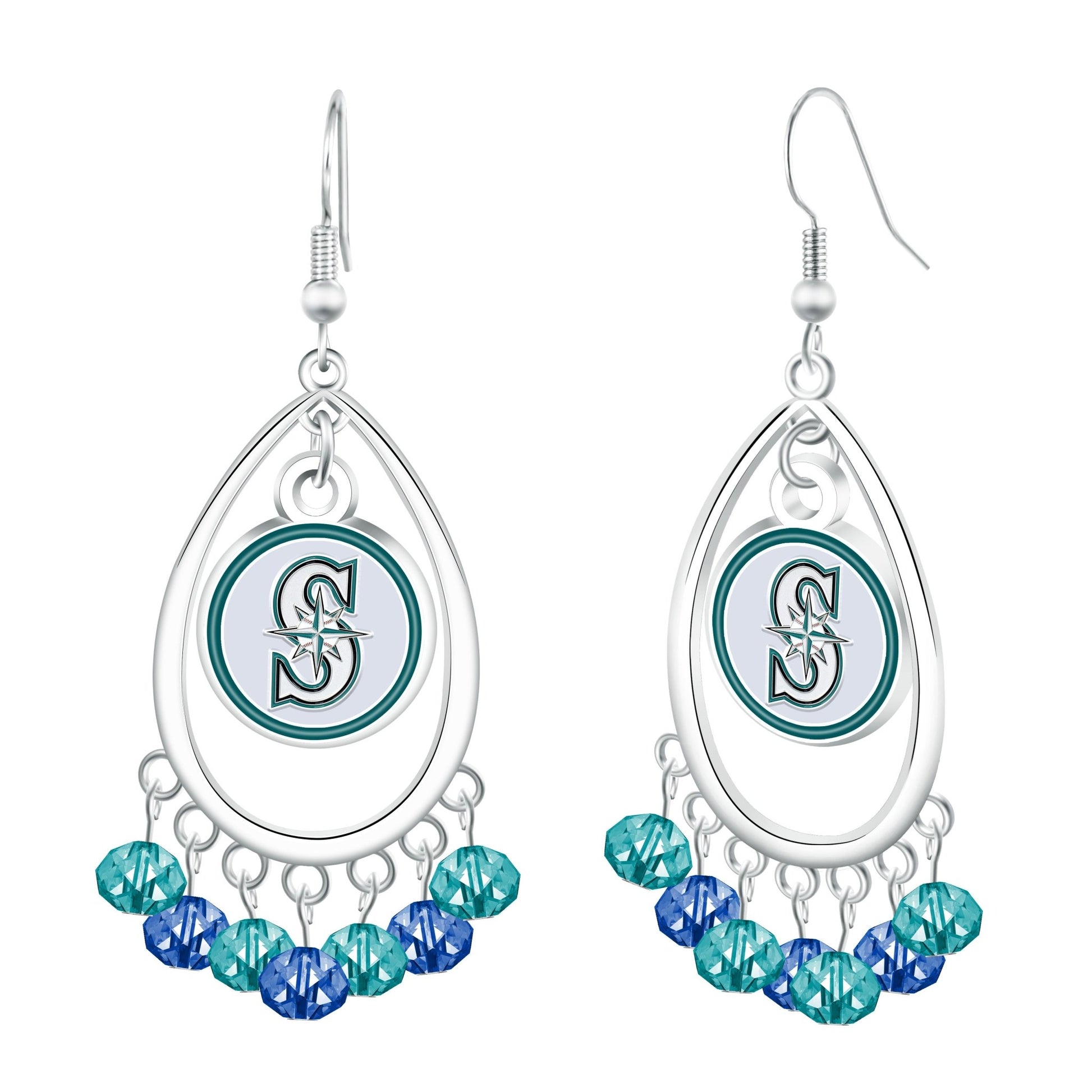 MLB Beaded Teardrop Earrings - Gamedays Gear - Seattle Mariners