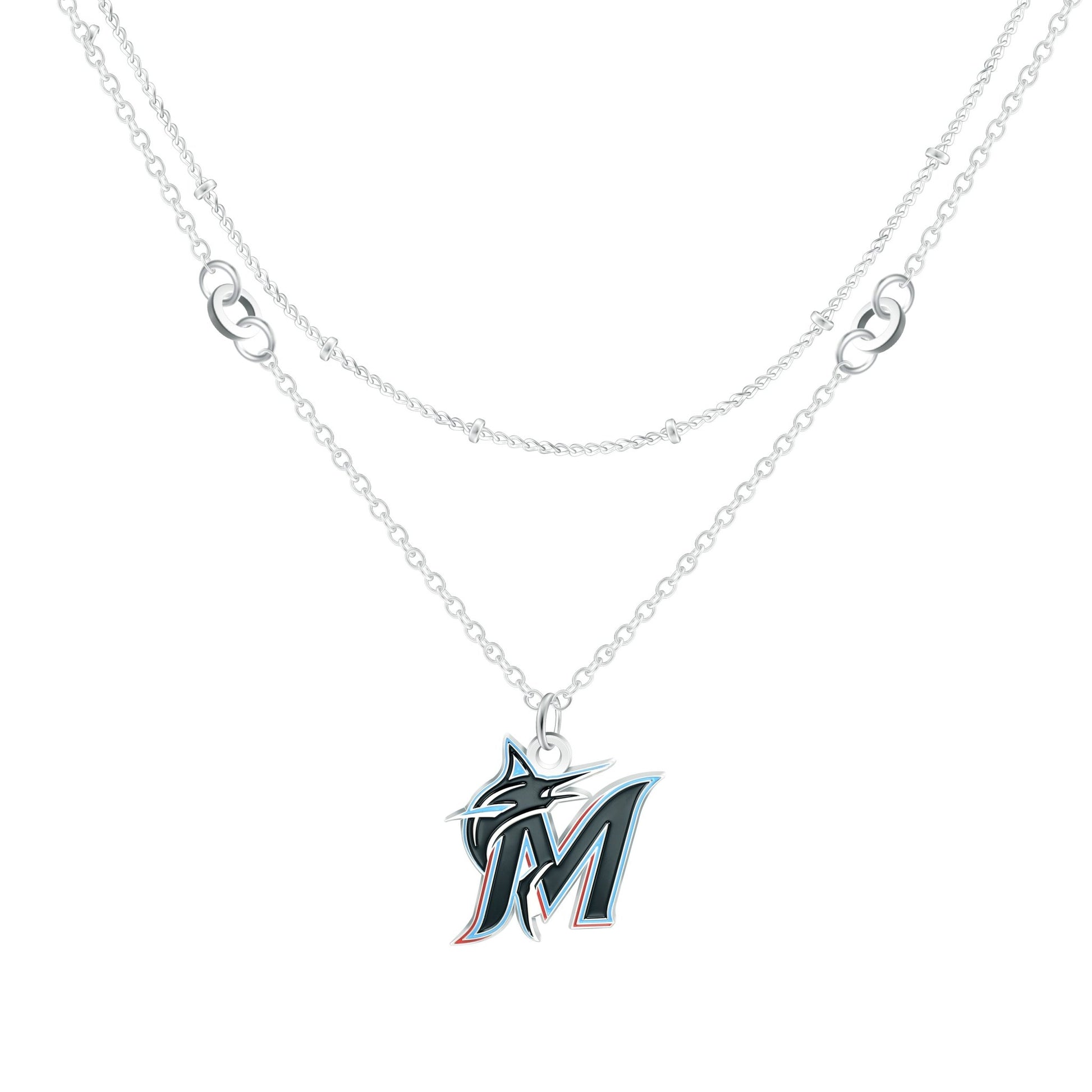 MLB Double Strand Necklace - Gamedays Gear - Miami Marlins