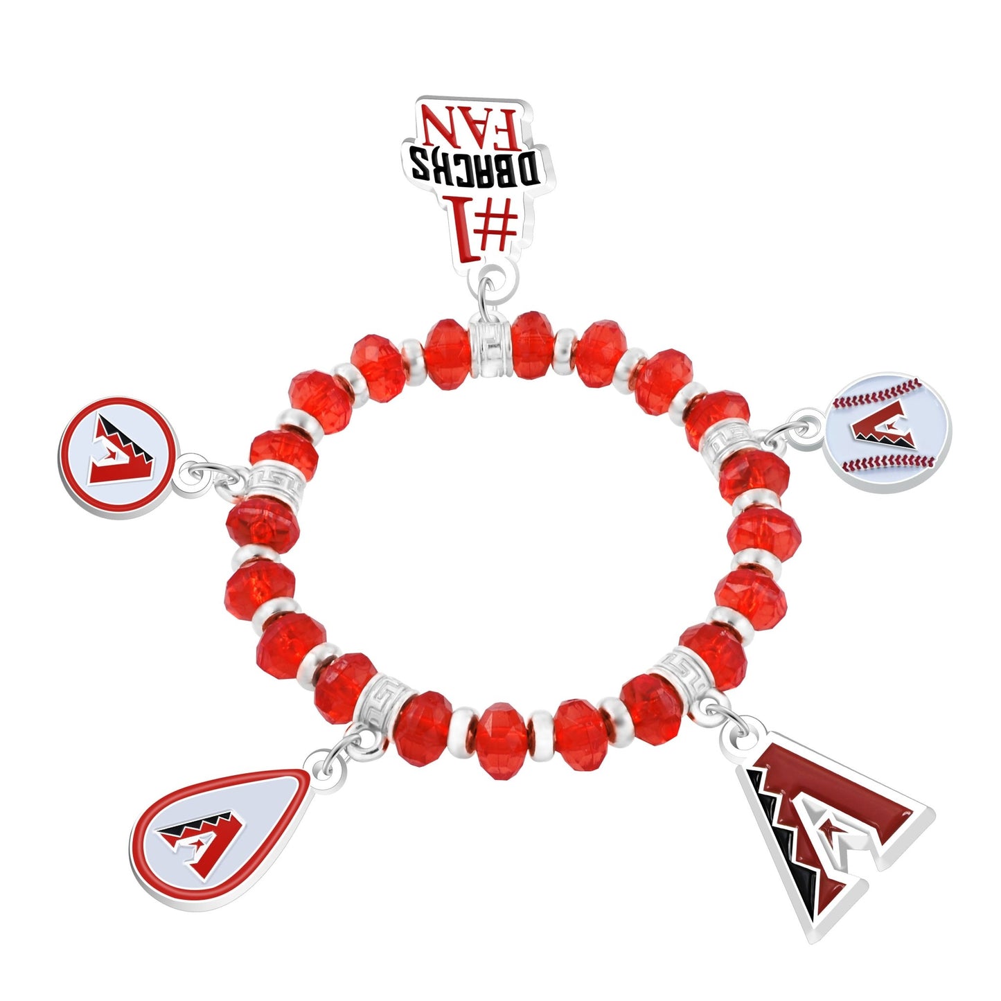 MLB Five Charm Logo Beaded Bracelet - Gamedays Gear - Arizona Diamondbacks