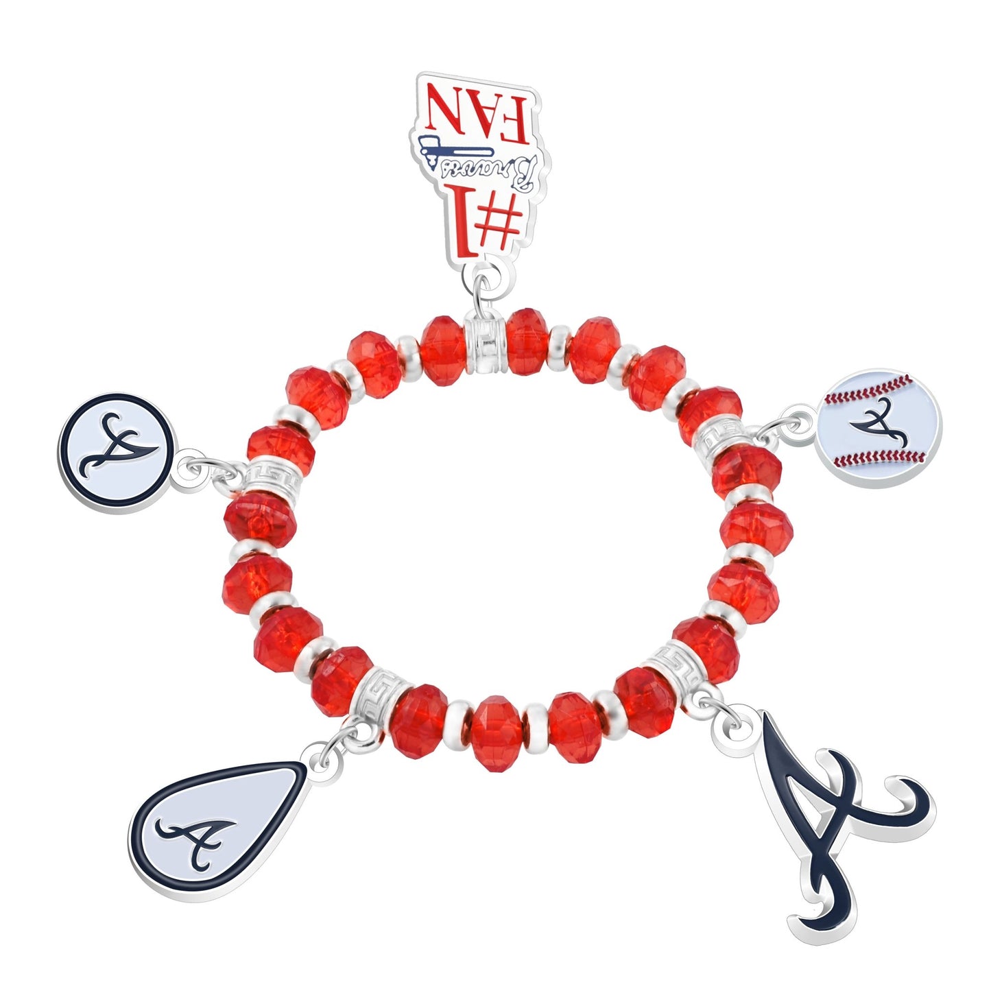 MLB Five Charm Logo Beaded Bracelet - Gamedays Gear - Atlanta Braves