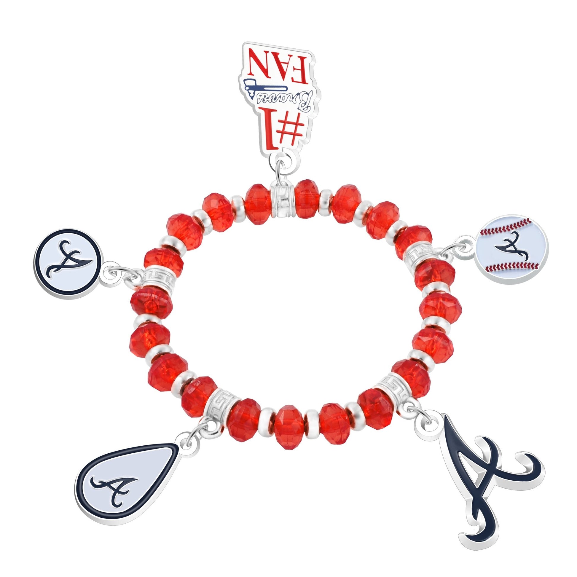 MLB Five Charm Logo Beaded Bracelet - Gamedays Gear - Atlanta Braves