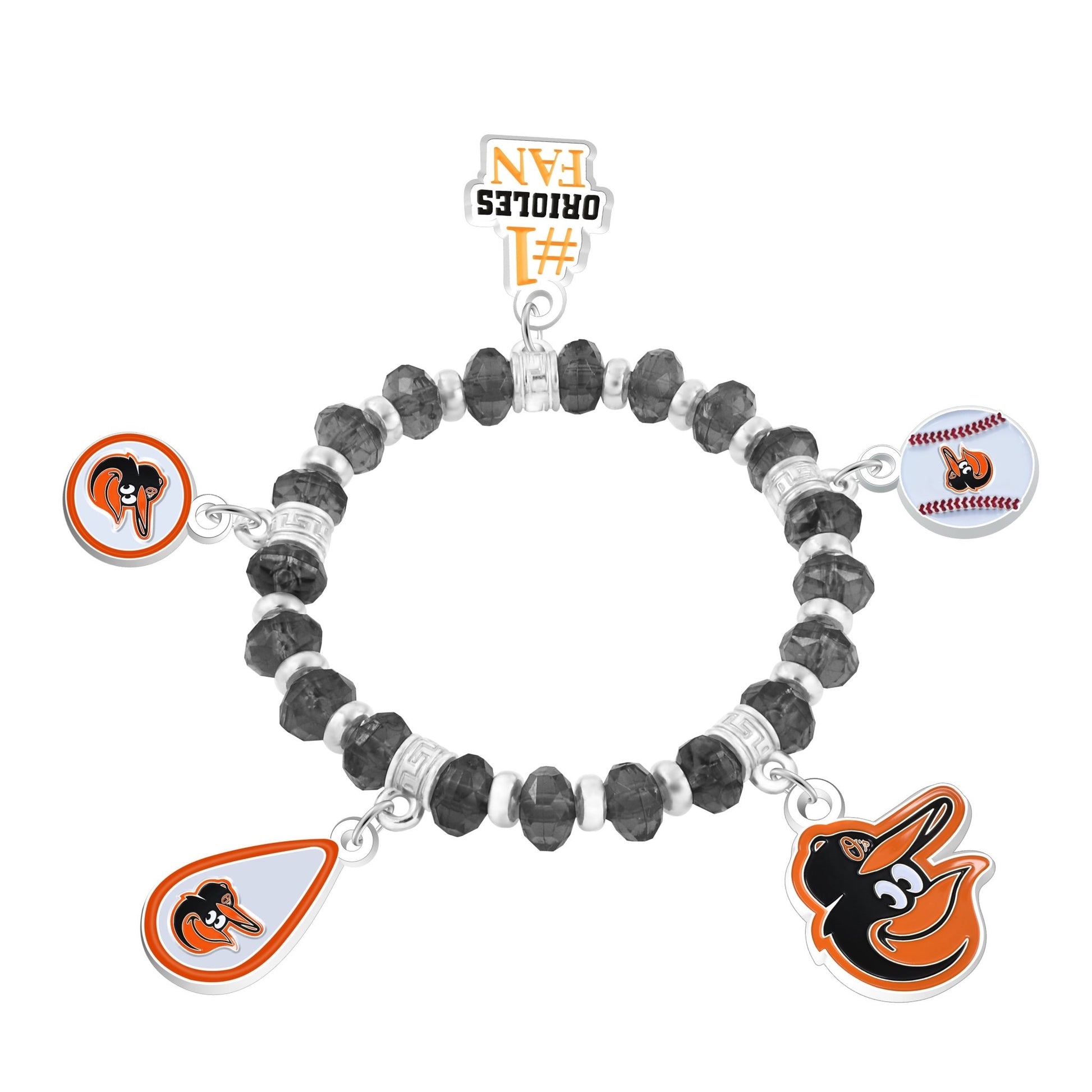 MLB Five Charm Logo Beaded Bracelet - Gamedays Gear - Baltimore Orioles