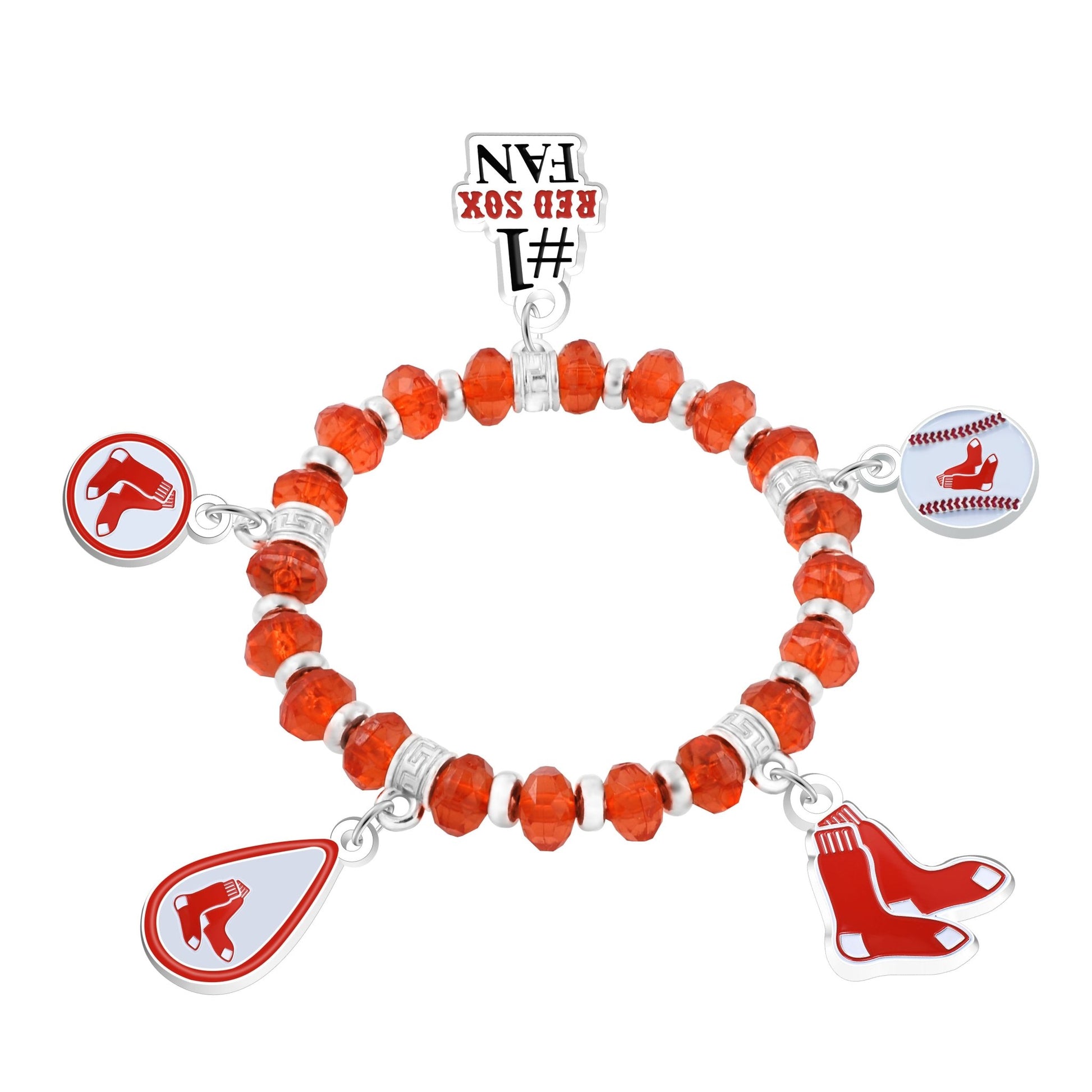 MLB Five Charm Logo Beaded Bracelet - Gamedays Gear - Boston Red Sox