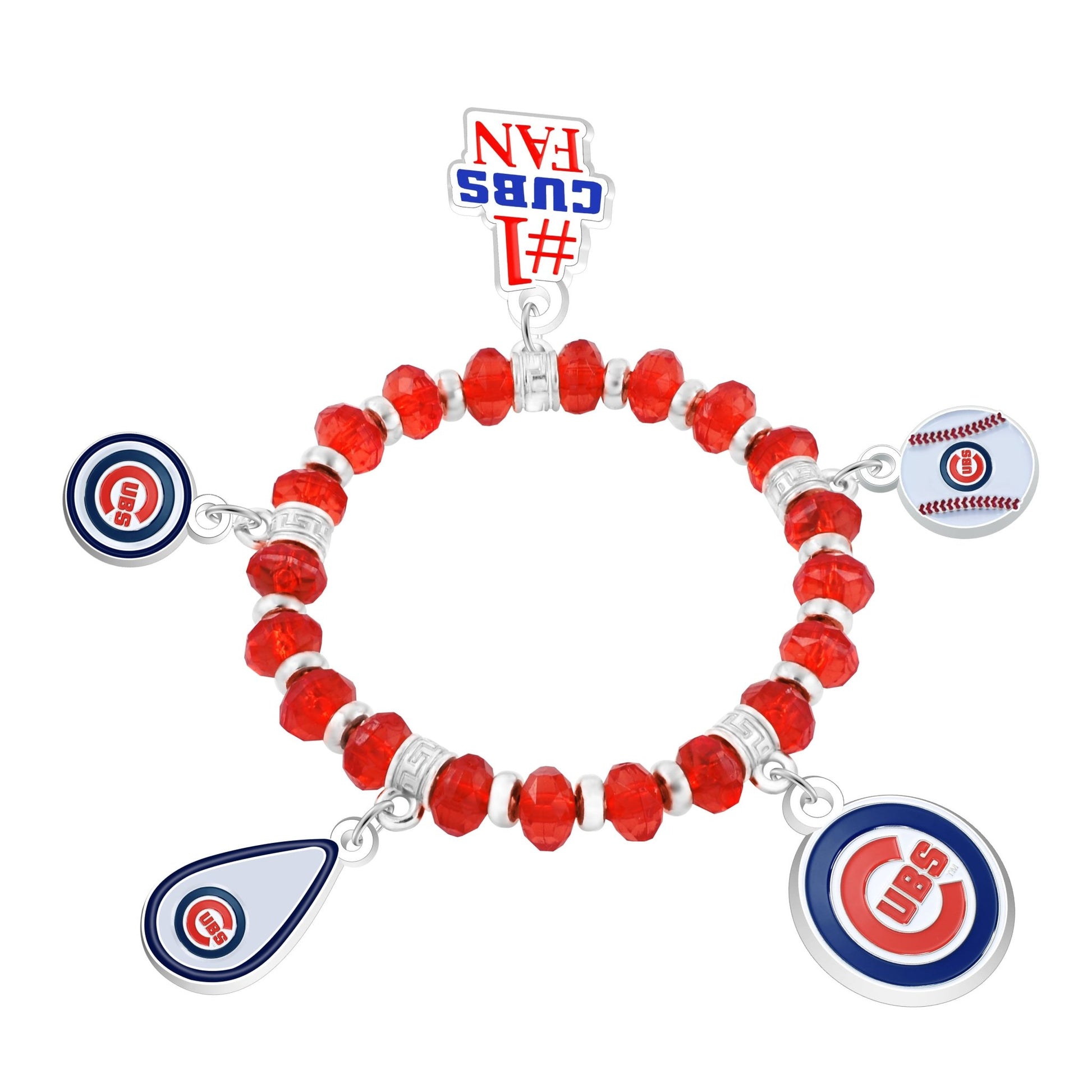 MLB Five Charm Logo Beaded Bracelet - Gamedays Gear - Chicago Cubs