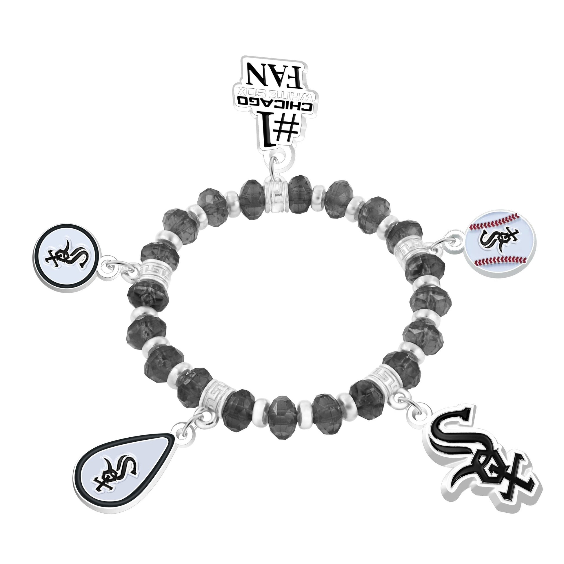 MLB Five Charm Logo Beaded Bracelet - Gamedays Gear - Chicago White Sox