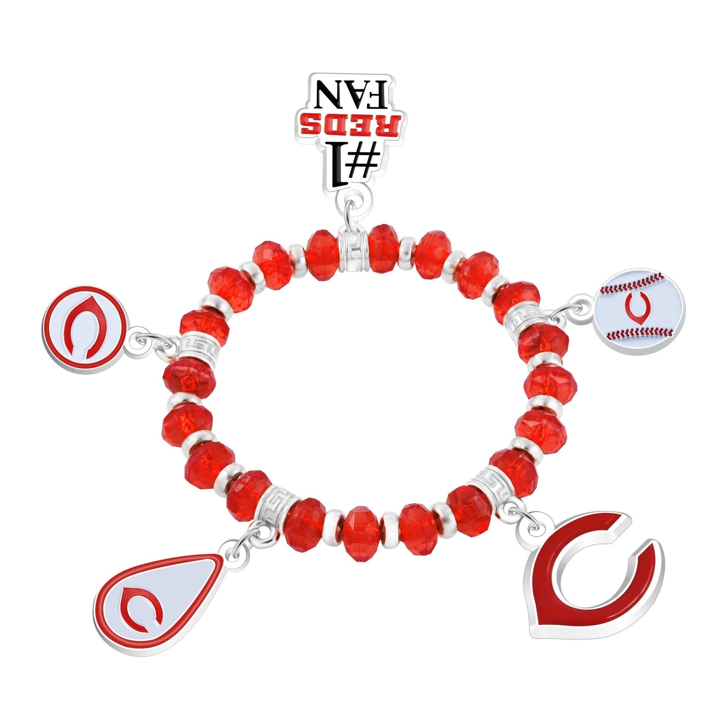 MLB Five Charm Logo Beaded Bracelet - Gamedays Gear - Cincinnati Reds