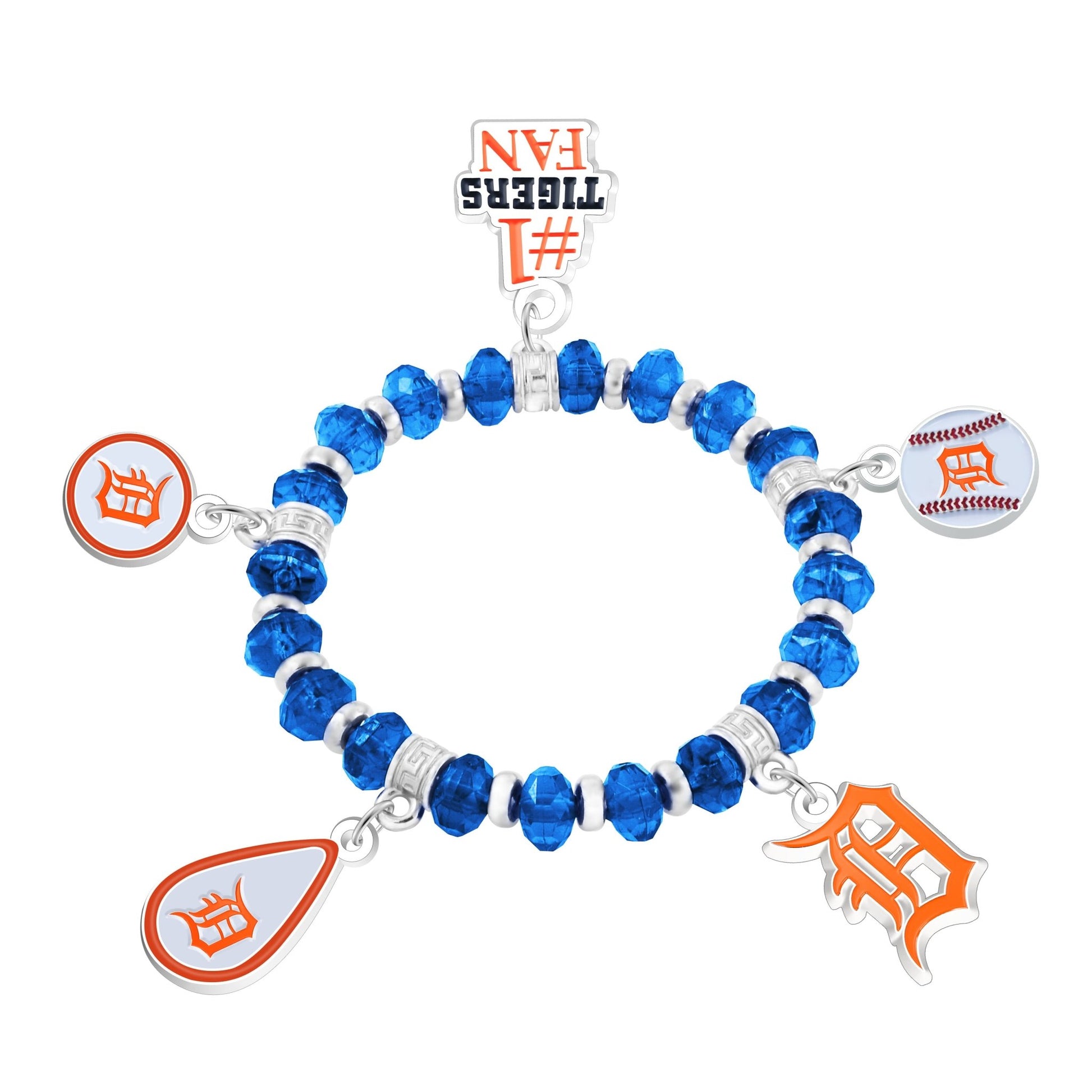 MLB Five Charm Logo Beaded Bracelet - Gamedays Gear - Detroit Tigers