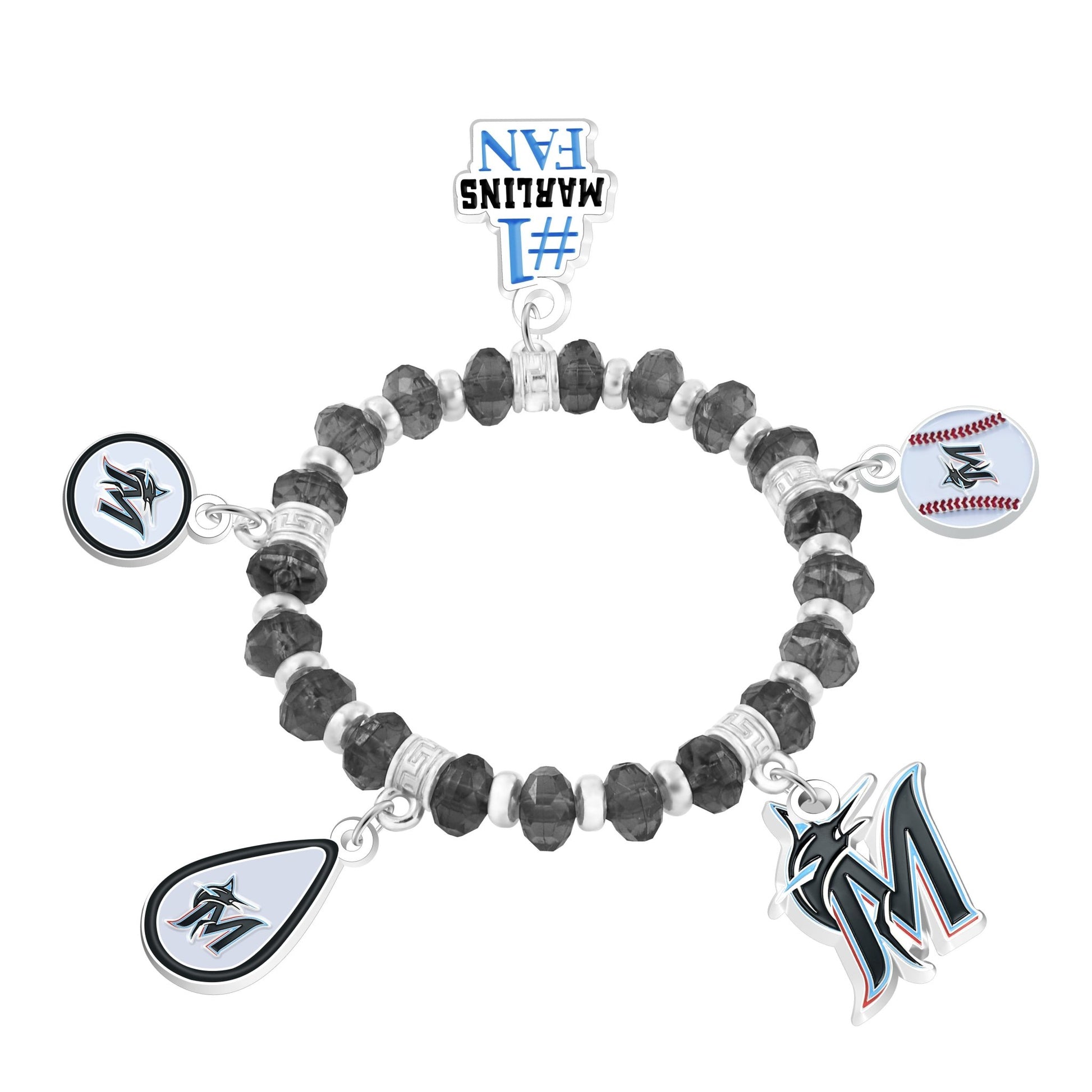 MLB Five Charm Logo Beaded Bracelet - Gamedays Gear - Miami Marlins