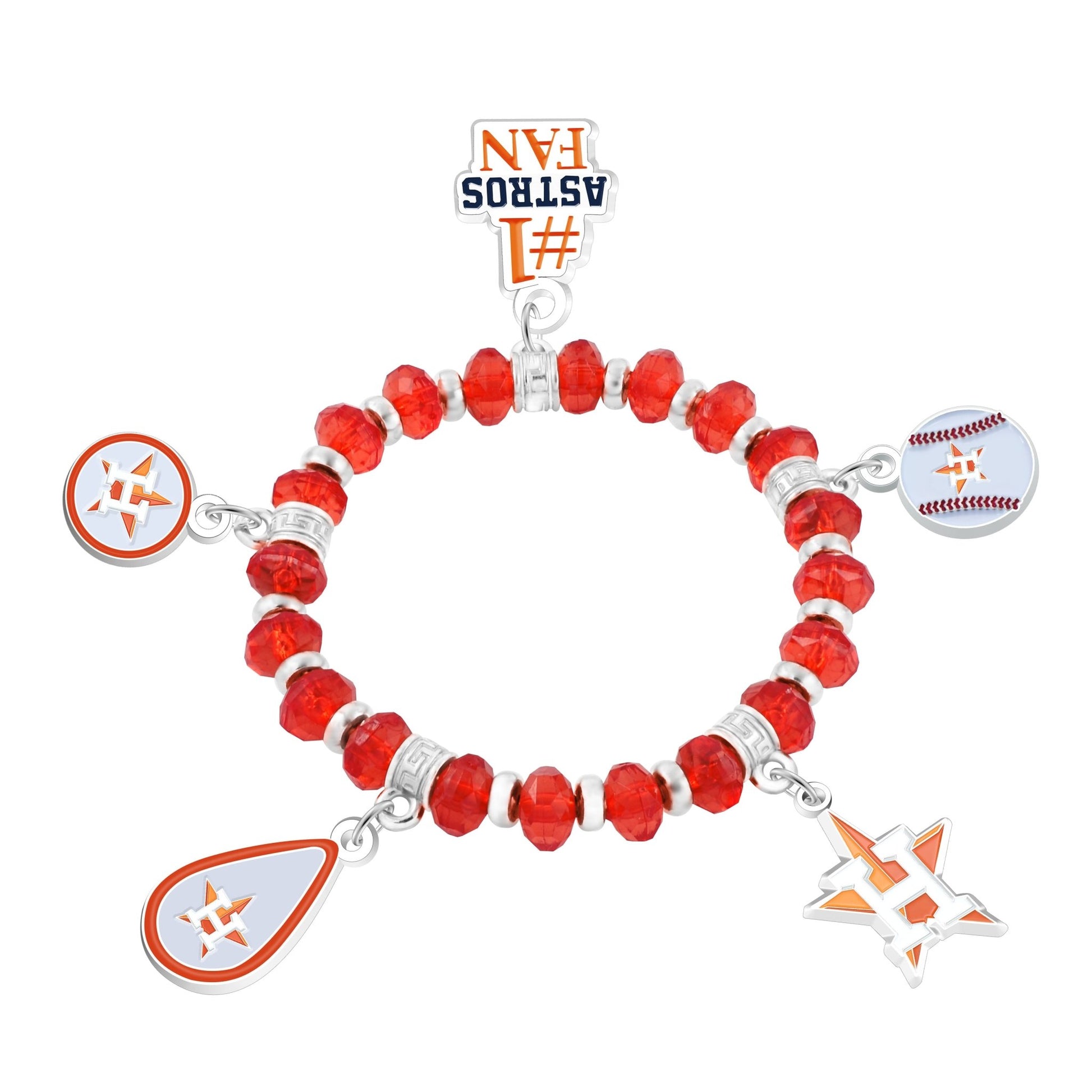 MLB Five Charm Logo Beaded Bracelet - Gamedays Gear - Houston Astros