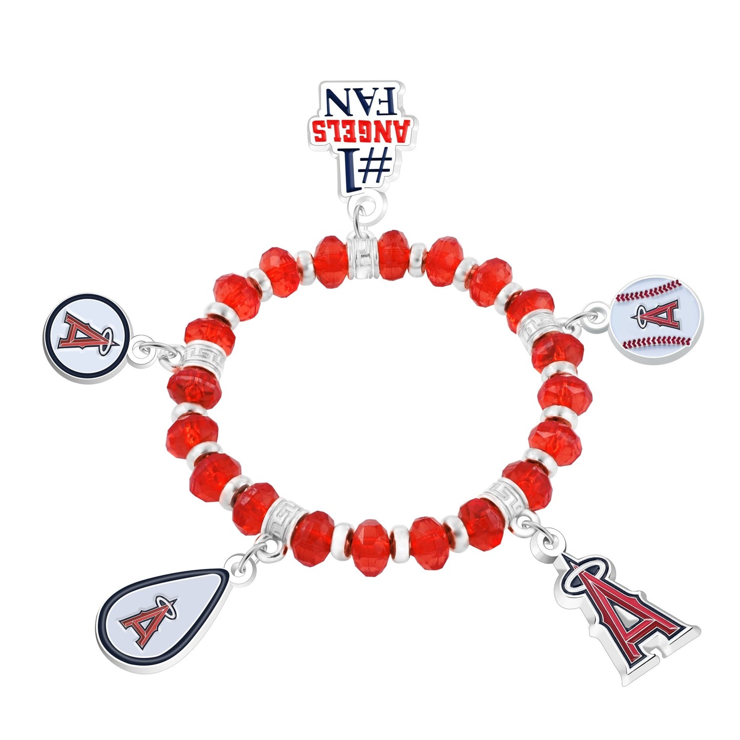 MLB Five Charm Logo Beaded Bracelet - Gamedays Gear - Los Angeles Angels