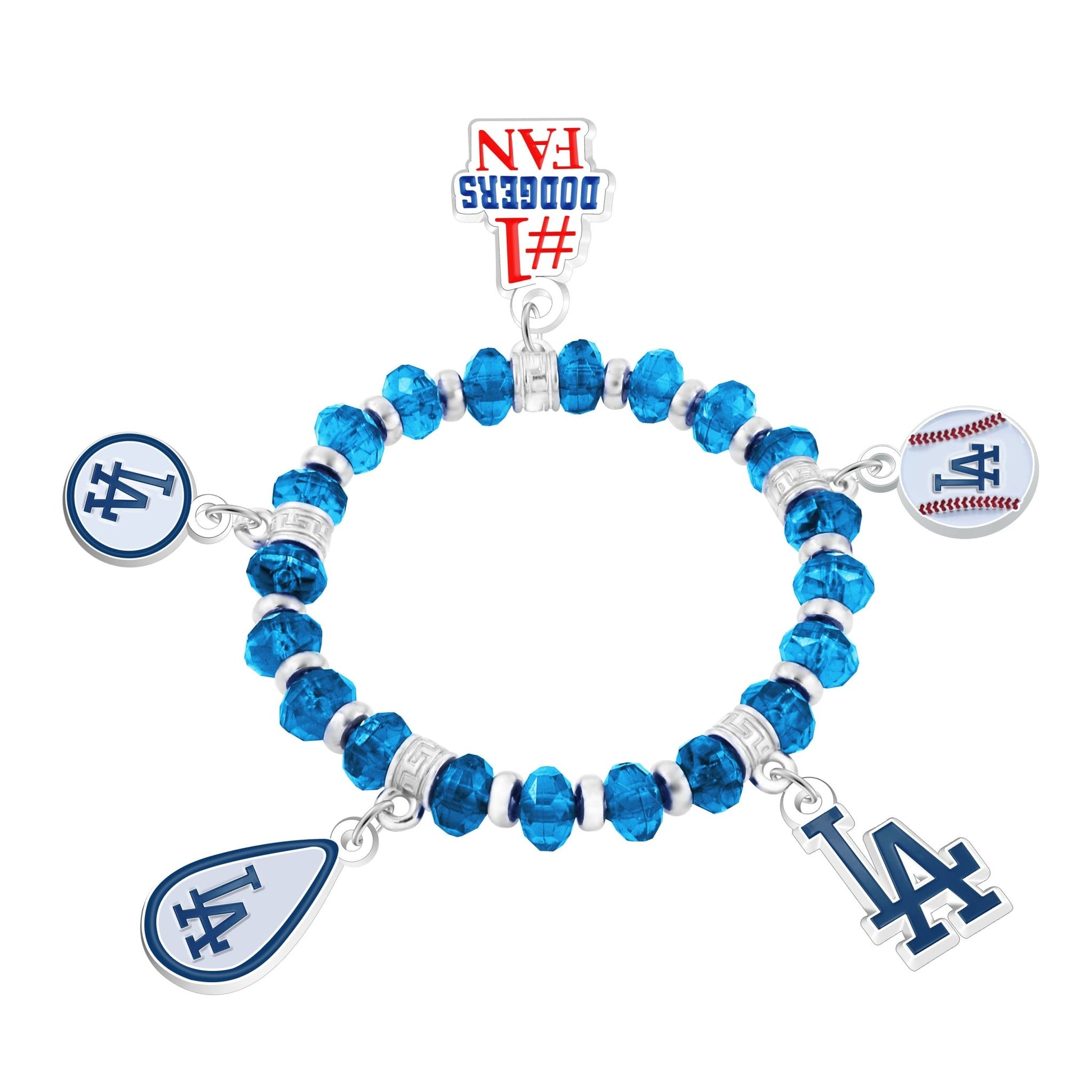 MLB Five Charm Logo Beaded Bracelet - Gamedays Gear - Los Angeles Dodgers