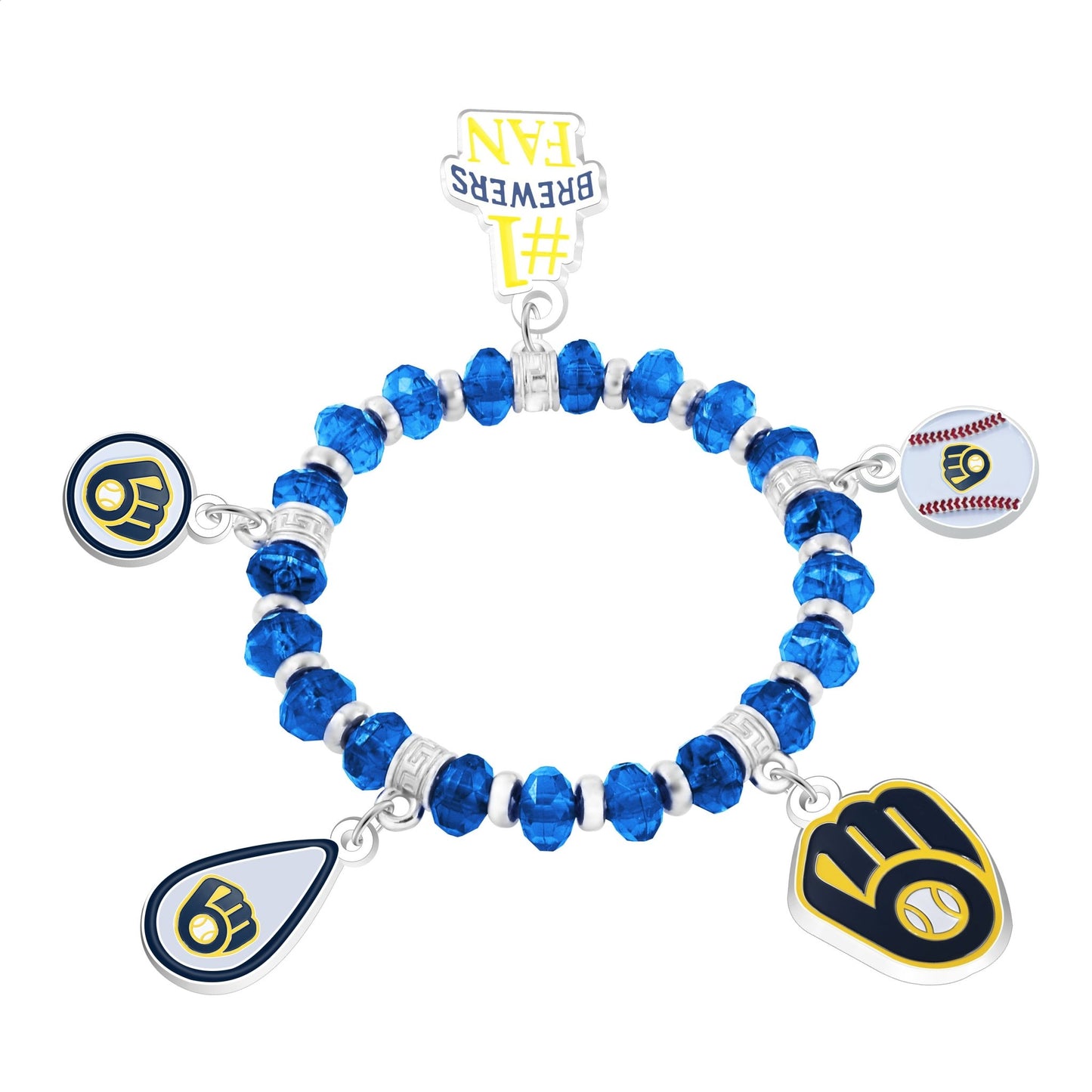 MLB Five Charm Logo Beaded Bracelet - Gamedays Gear - Milwaukee Brewers